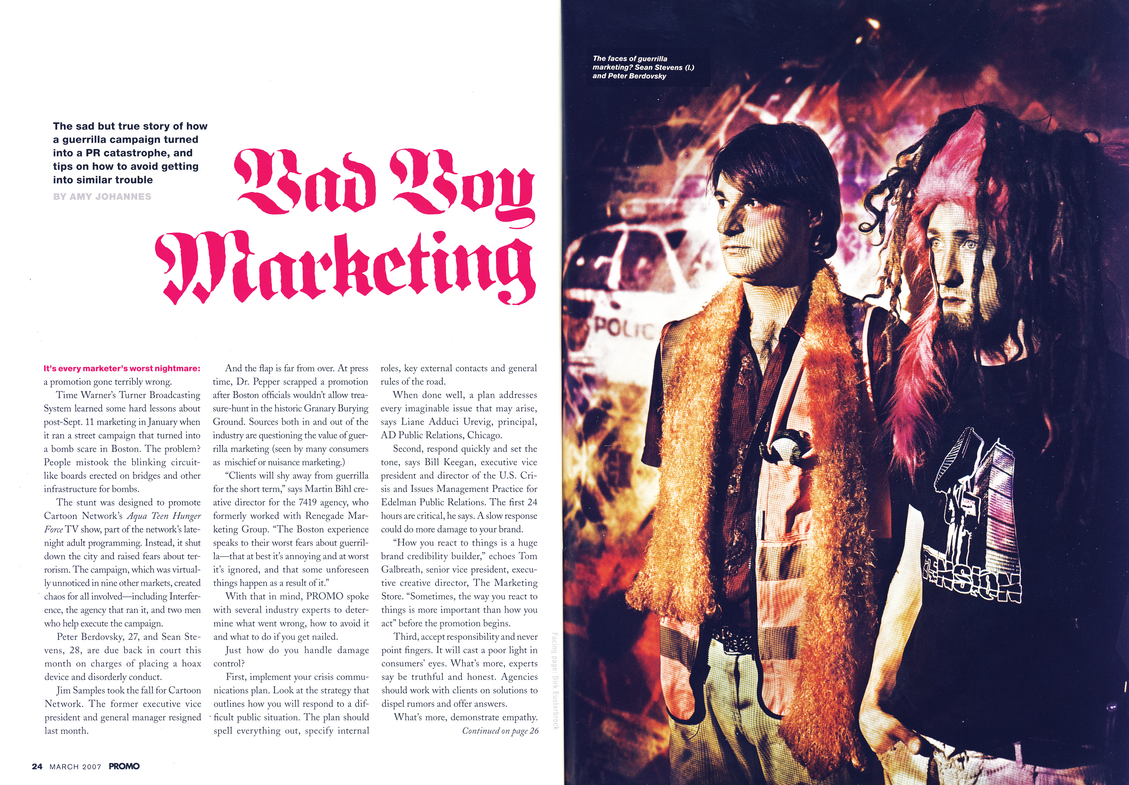 Promo feature spread; photo by Dirk Eusterbrock