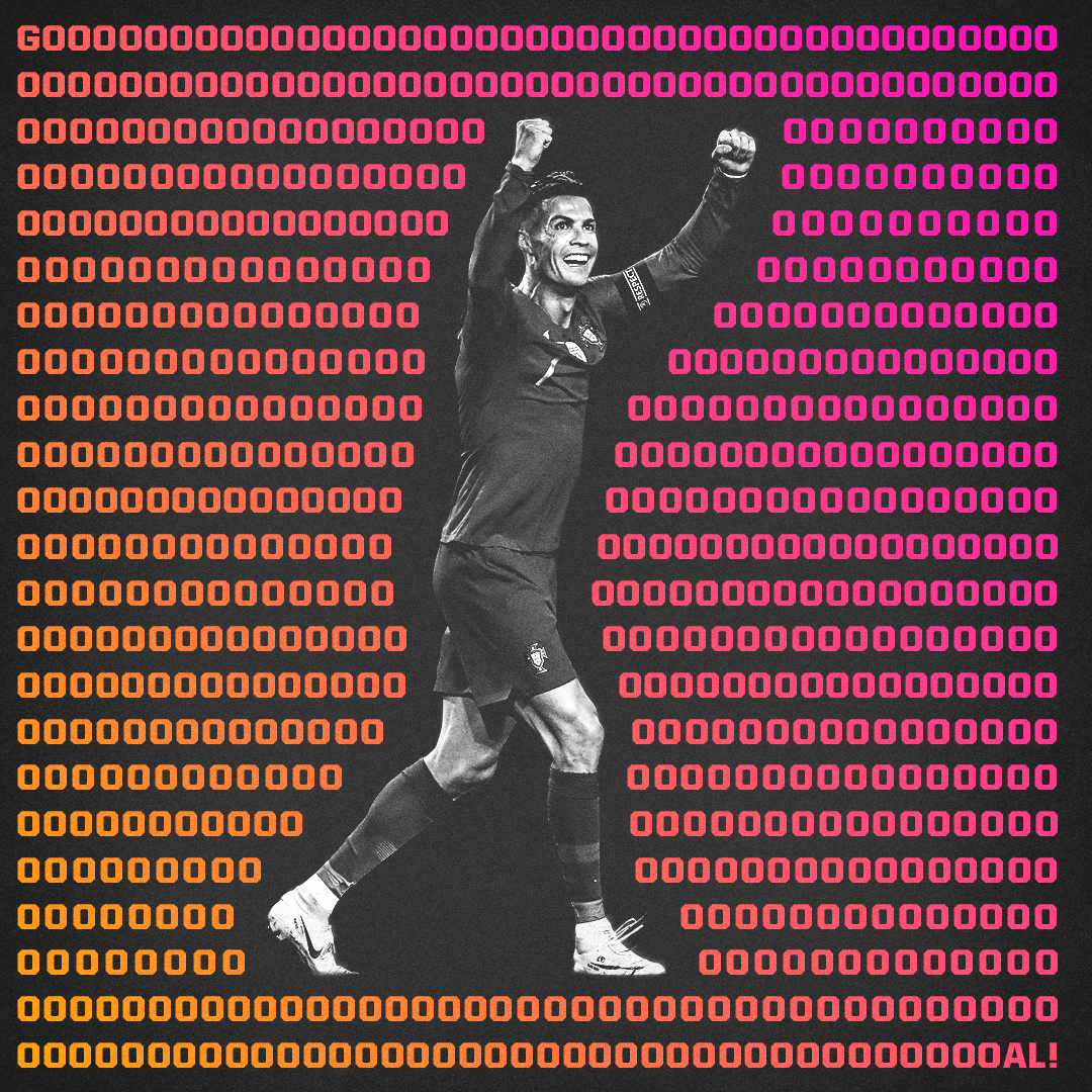 Graphic commemorating Ronaldo's 700th goal (yes, there are 700 zeroes here)