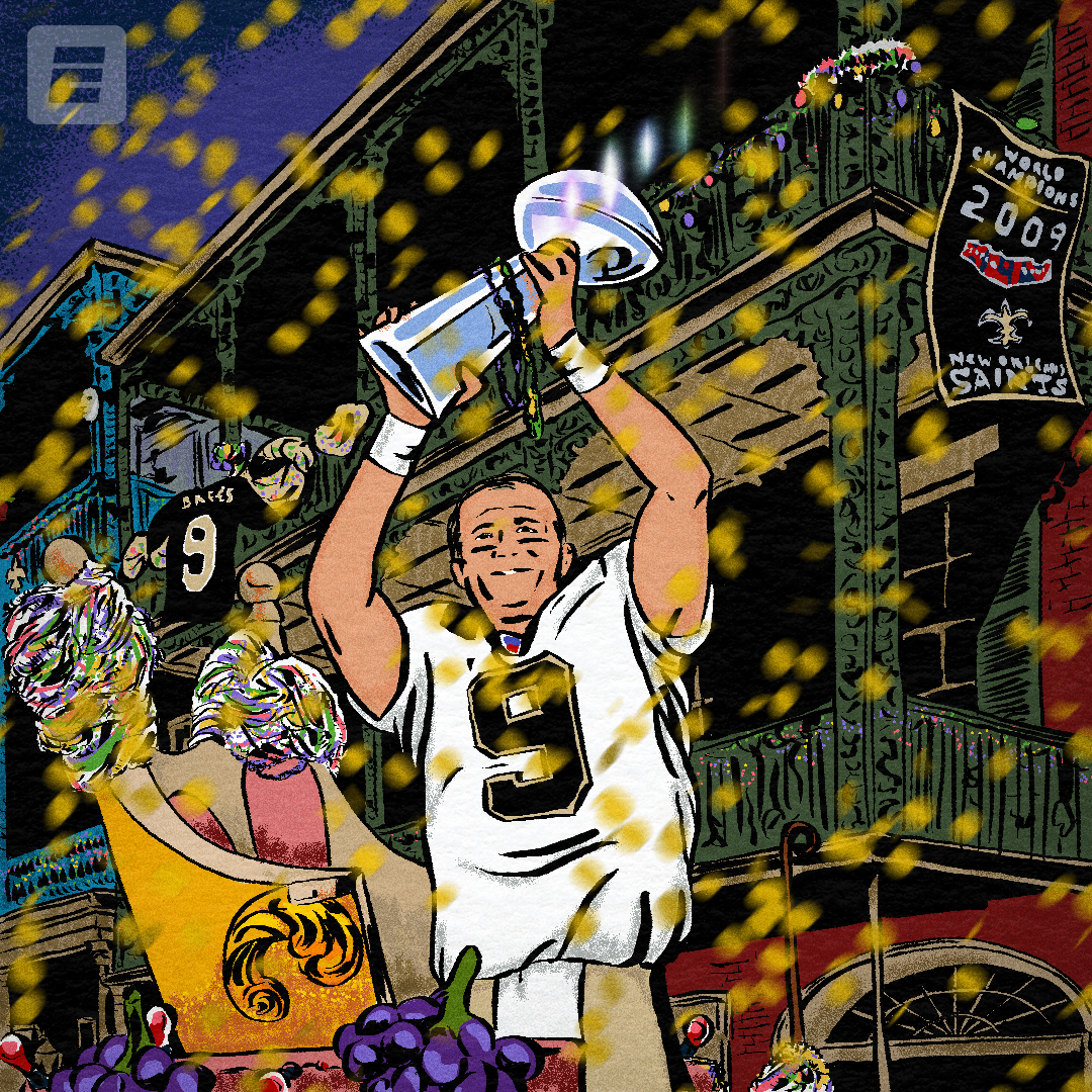 Drew Brees retirement illustration
