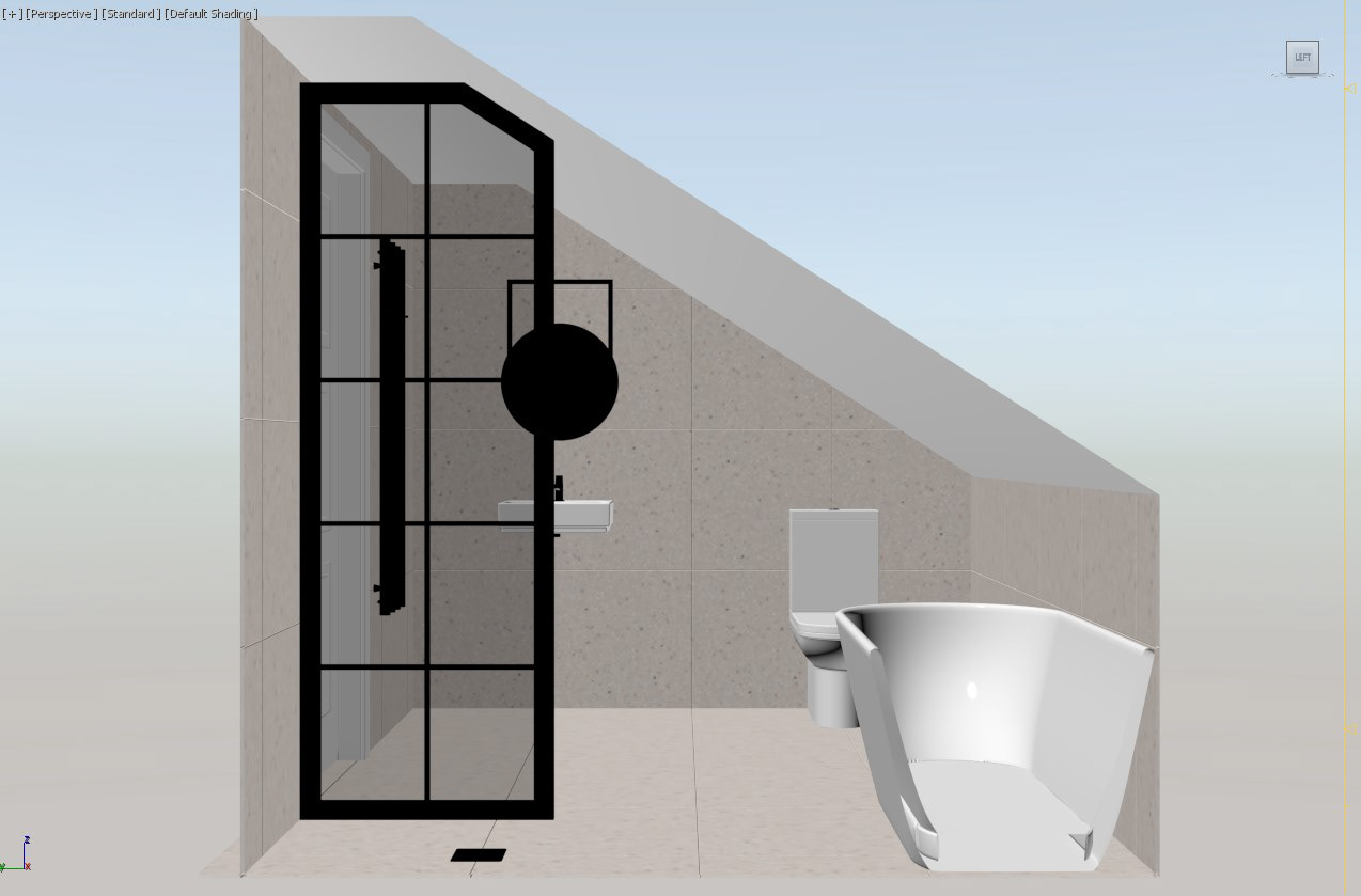 Section screengrab highlighting the sloped ceiling