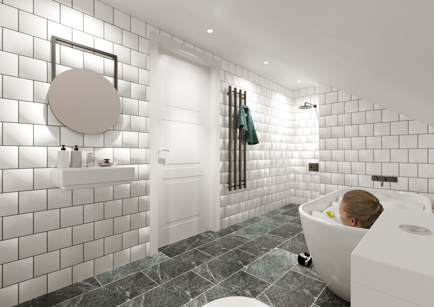 An alternative layout with extended area for the shower