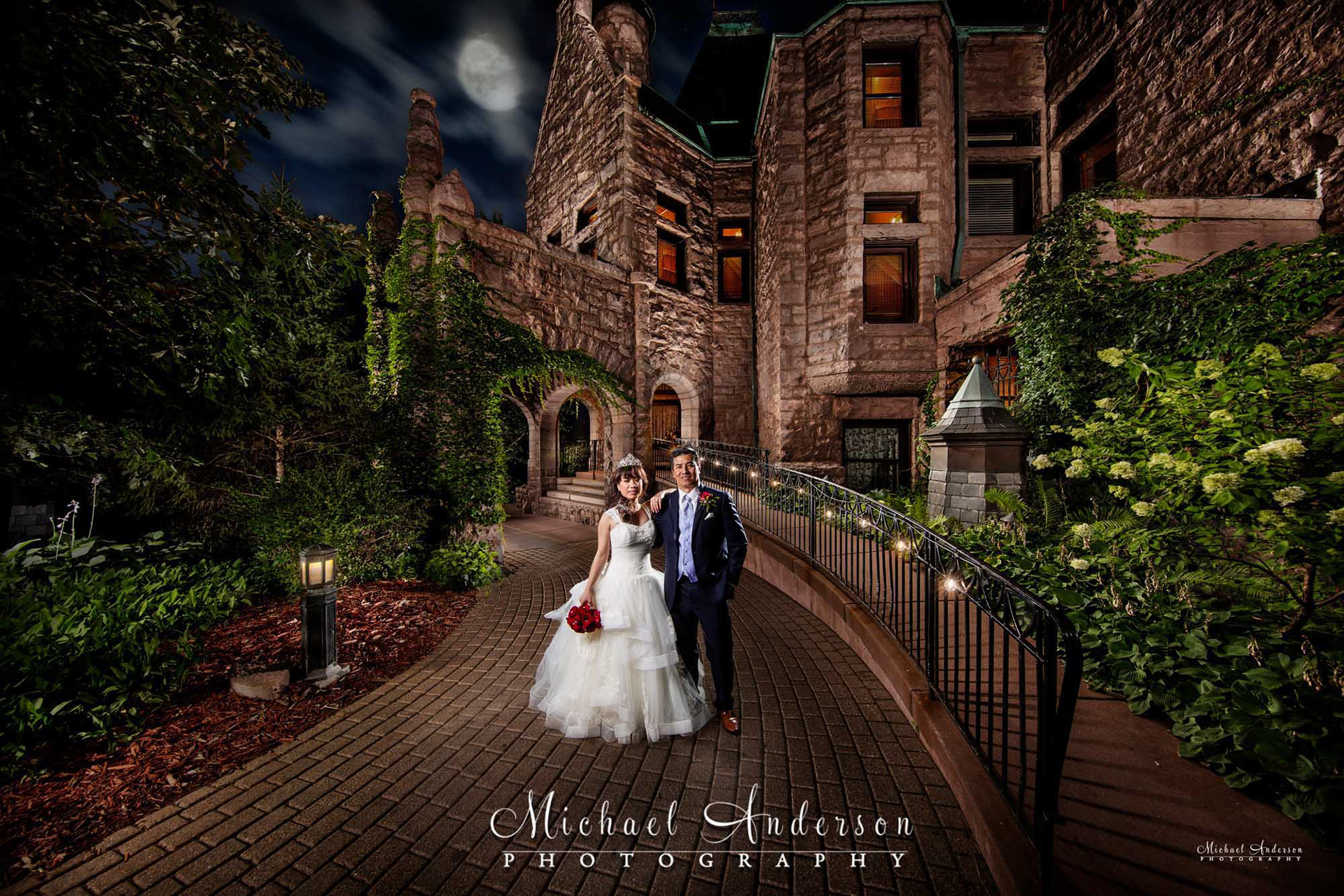 Light painted wedding photograph created at the Van Dusen Mansion in Minneapolis, MN.