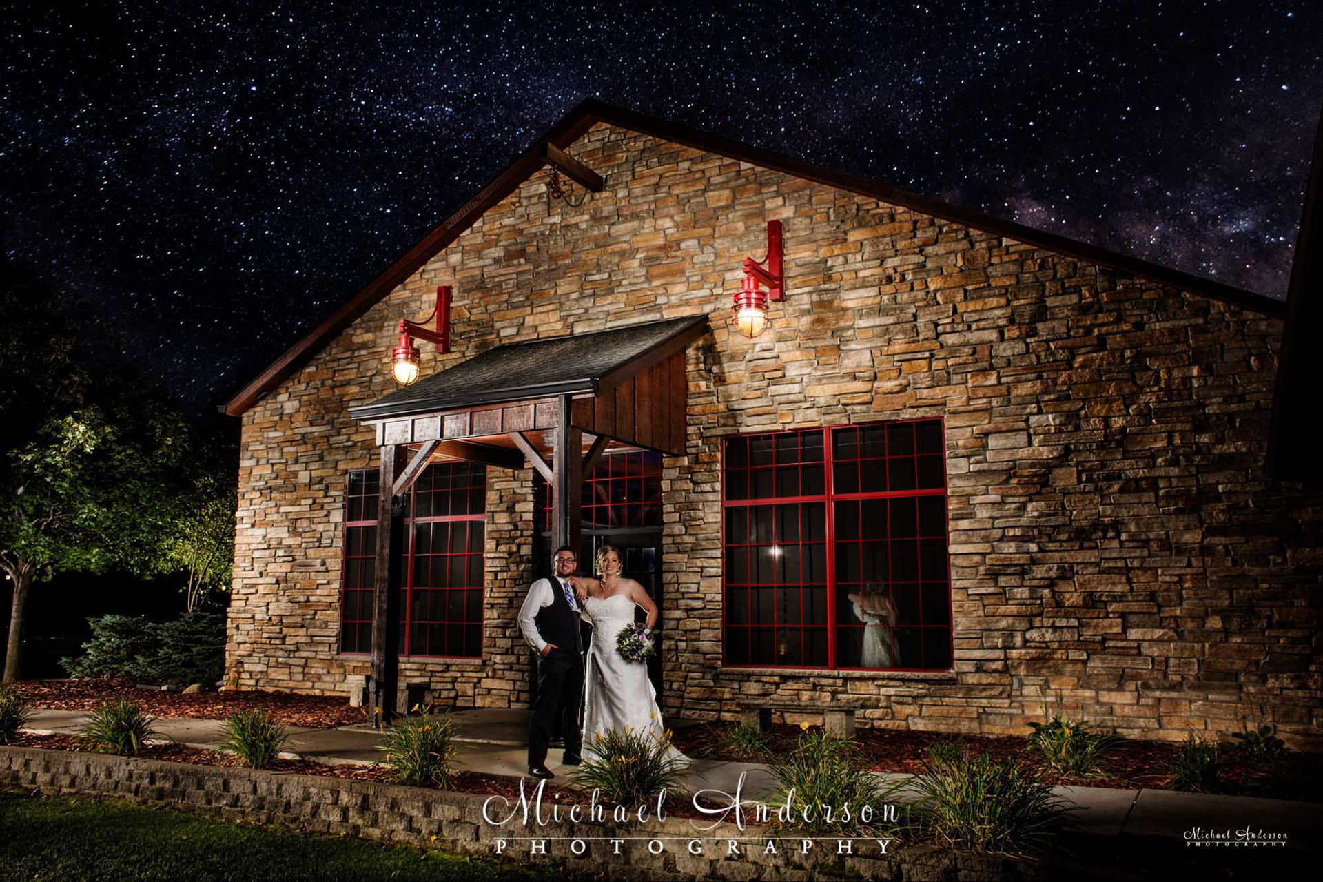 A pretty light painted wedding photo created at the The Pavilion at Lake Elmo, in Lake Elmo, MN.