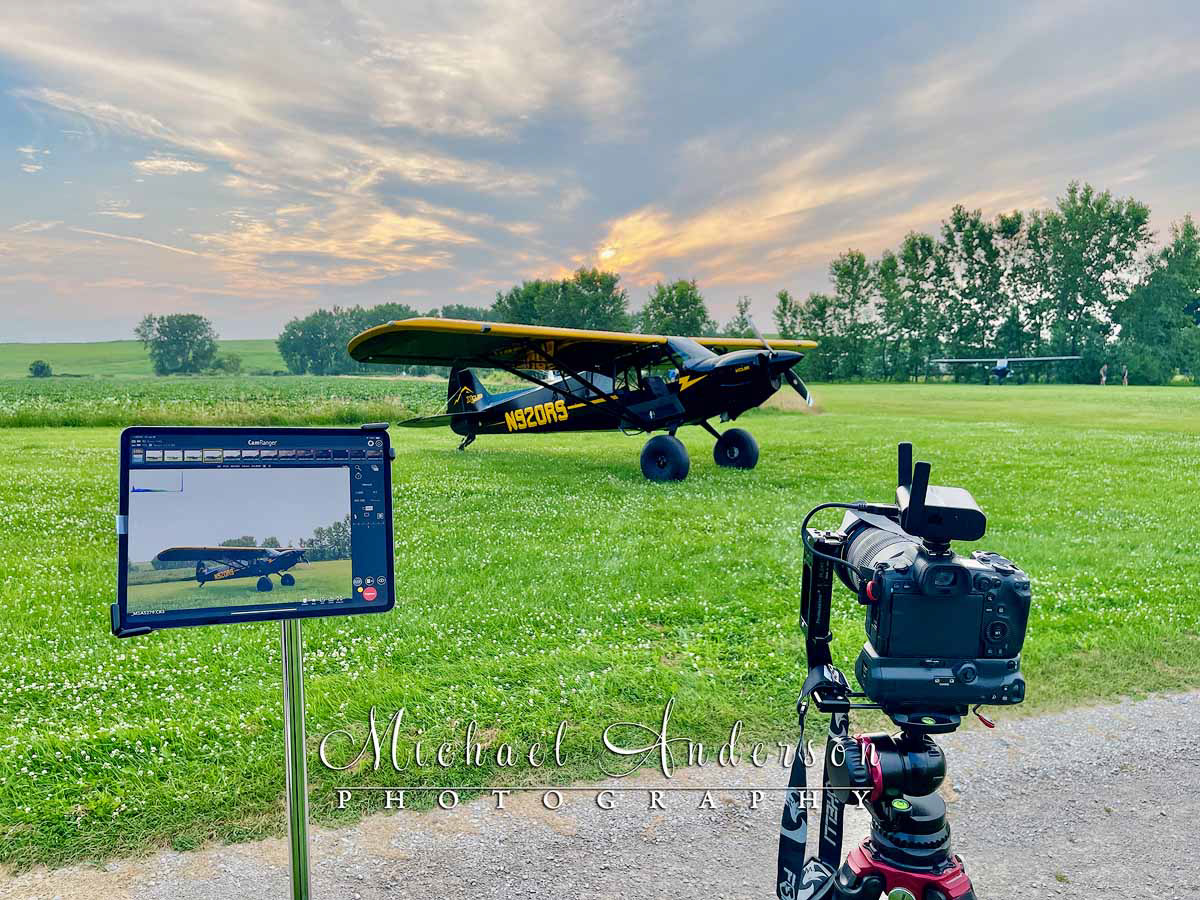 The setup for the light painting of CubCrafters XCub N920RS at Hickory Oaks Campground in Oshkosh, Wisconsin.