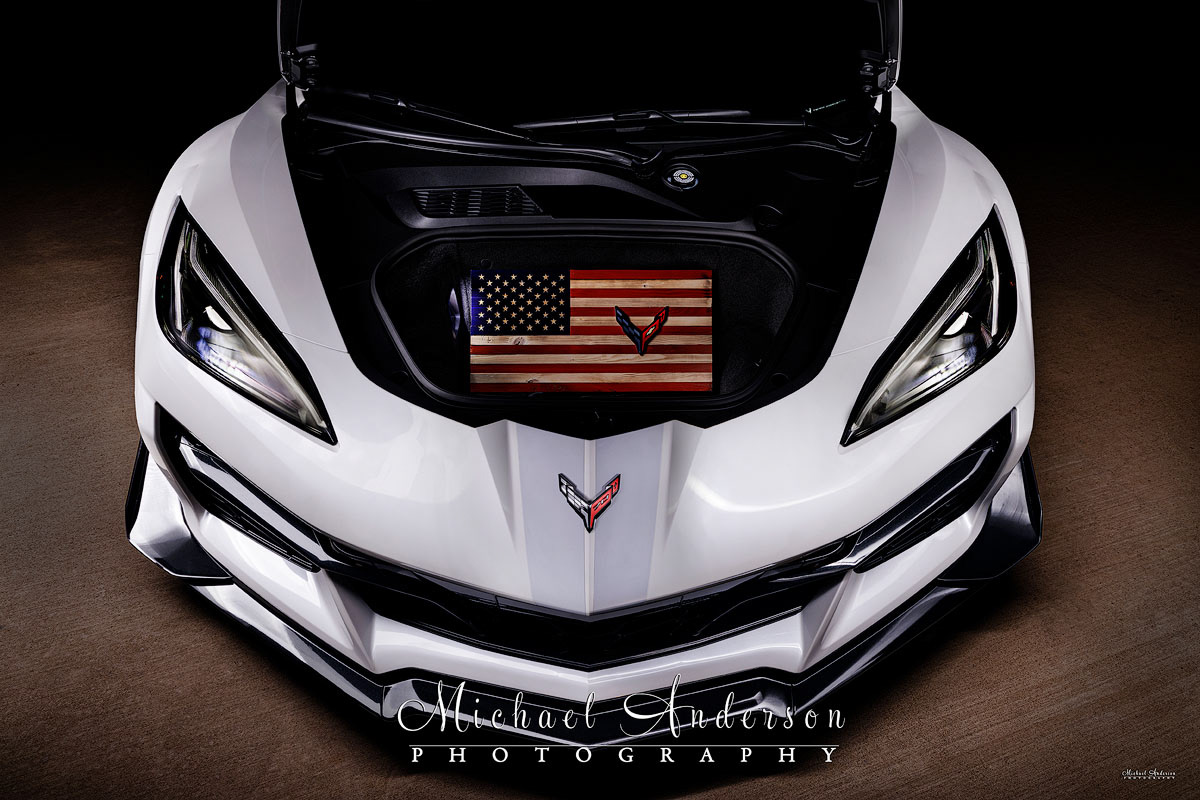 Light painting of the Z06's "frunk".
