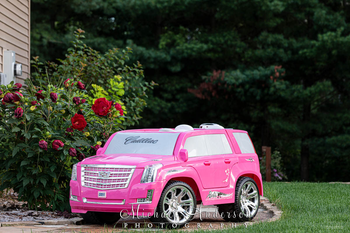 An electric kid's Barbie Cadillac, prior to light painting it.