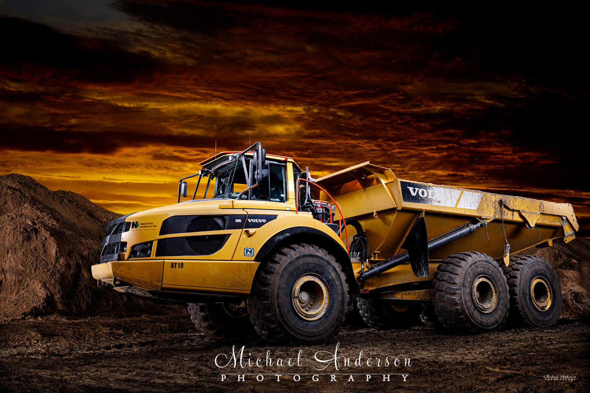 Photo of a Catapillar CS54B Steamroller prior to light painting it at a construction site in Minnesota.