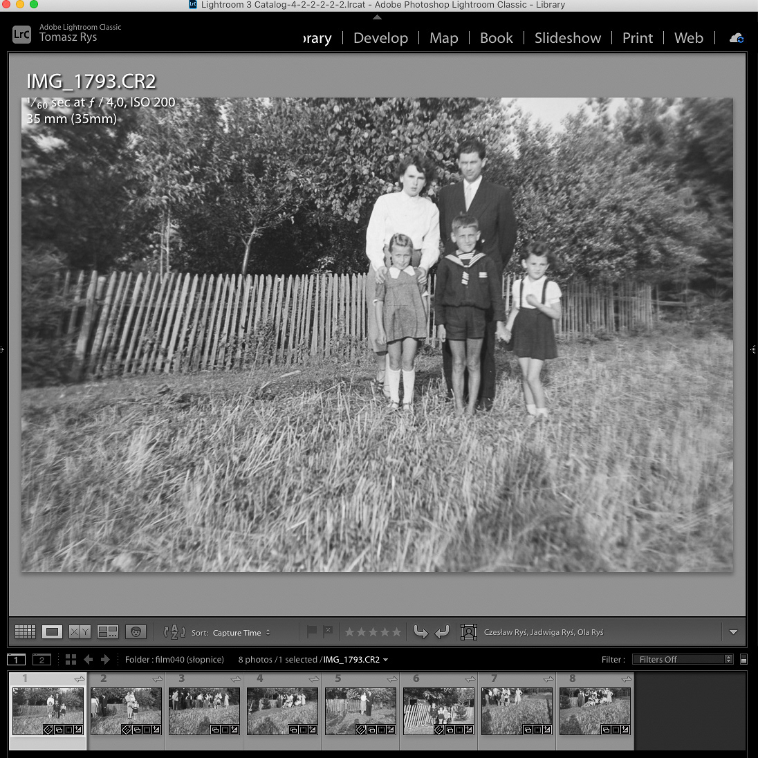 Zeskanowany film ze zdjęciami 6x9. Wiek negatywu 65 lat