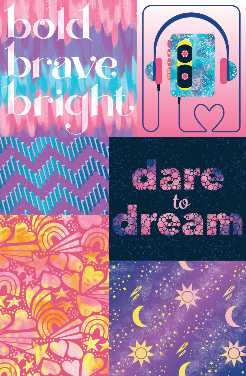 Trendy tween motif illustrations