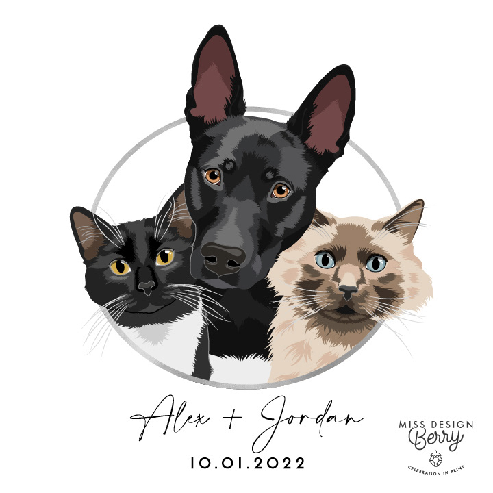 Custom pet portrait wedding napkins