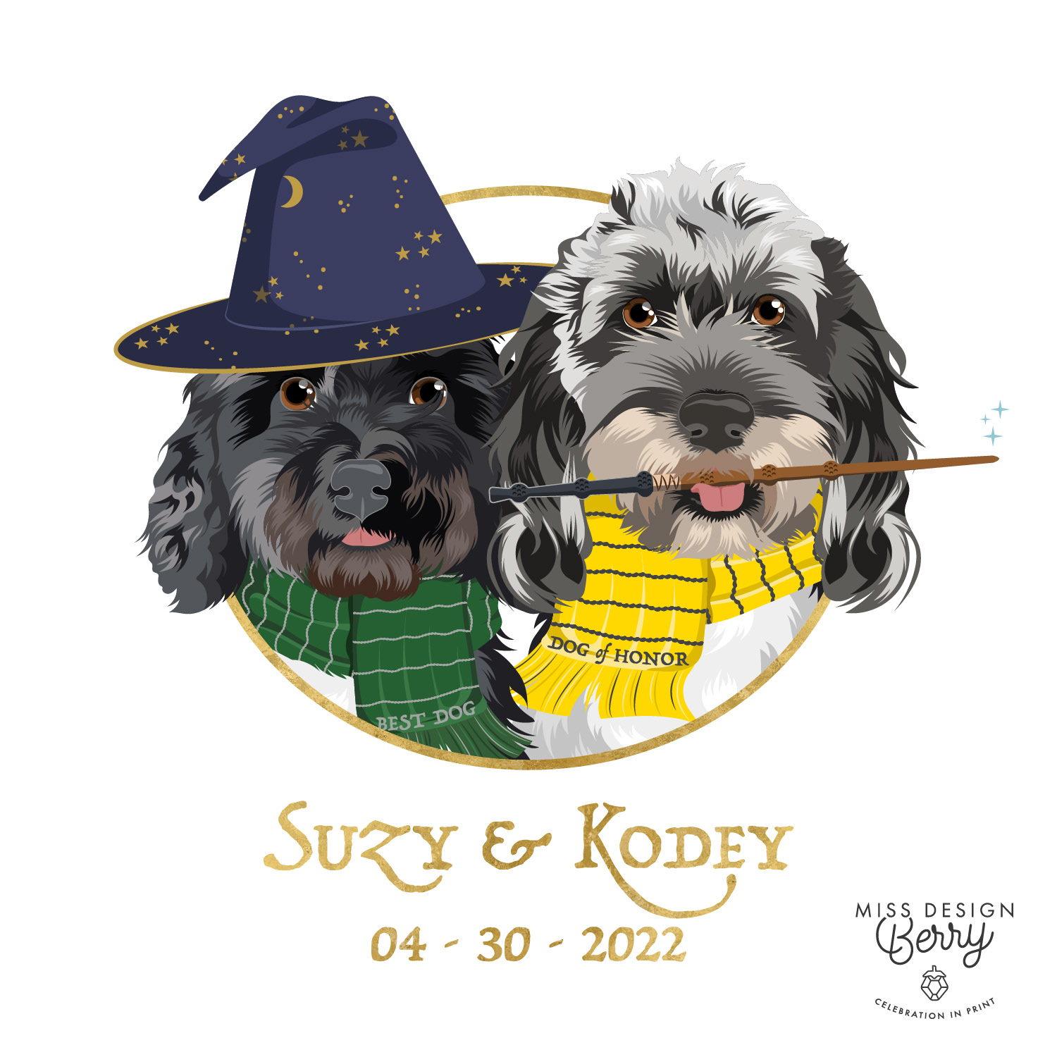 Custom Harry Potter pet portrait wedding napkins