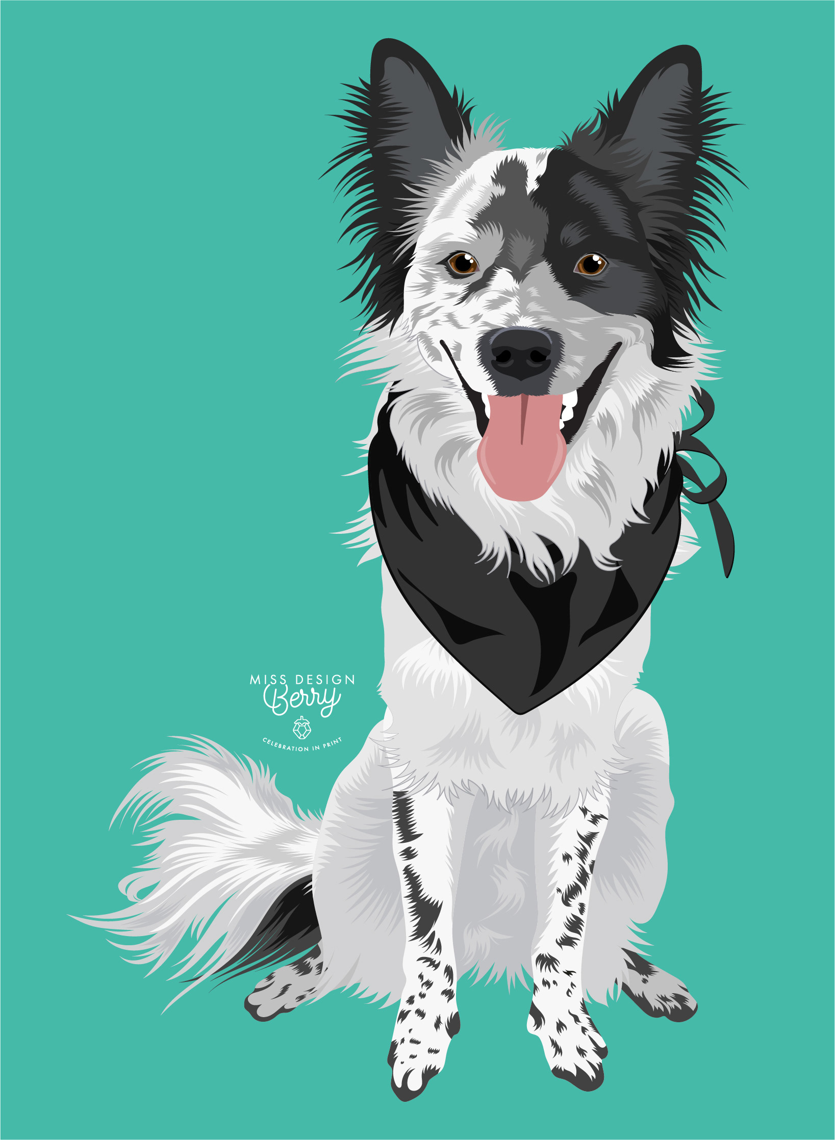 Custom pet portrait wood cutout. Printed on plywood and laser cut.