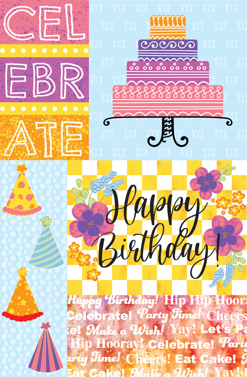 Floral birthday illustrations
