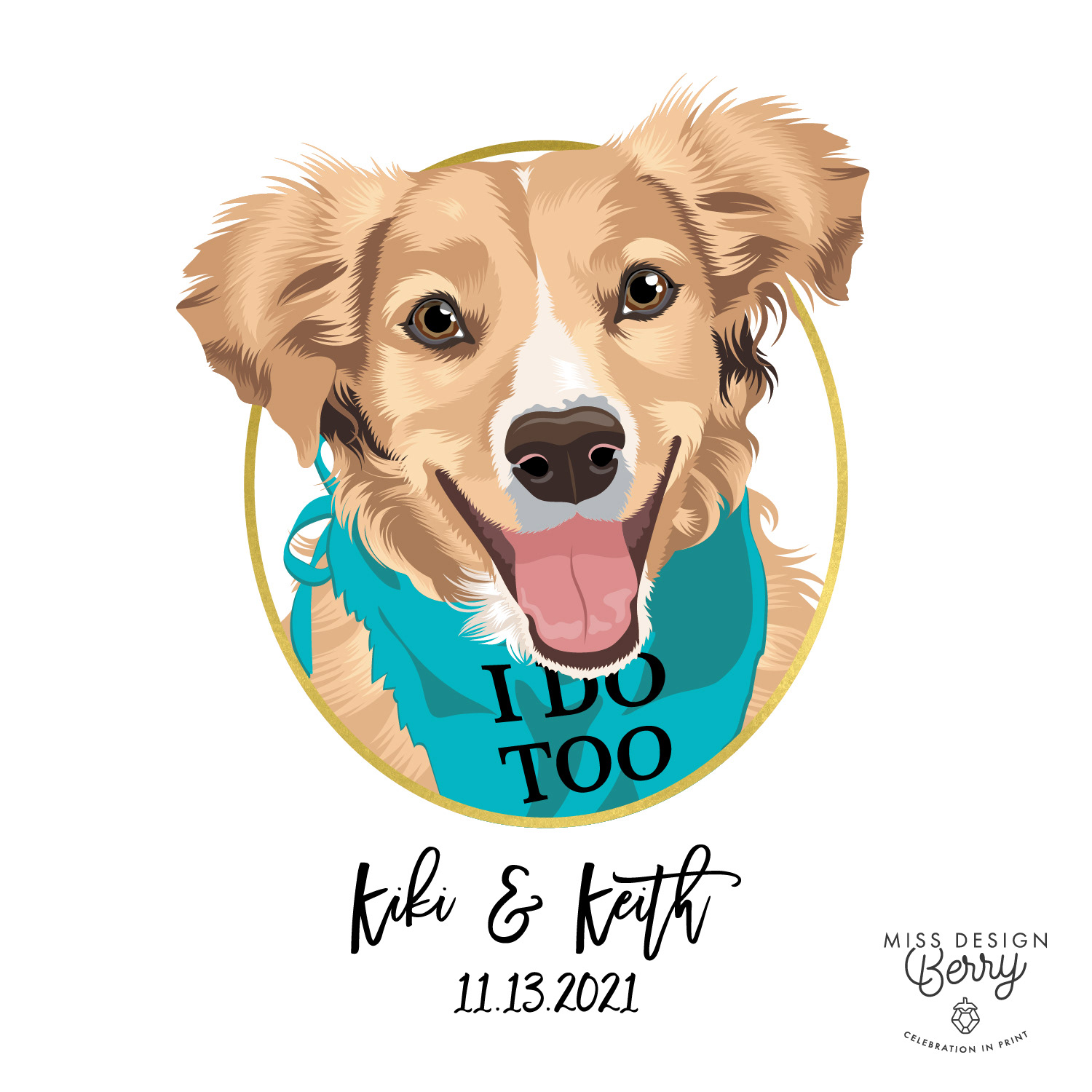 Custom pet portrait wedding napkins
