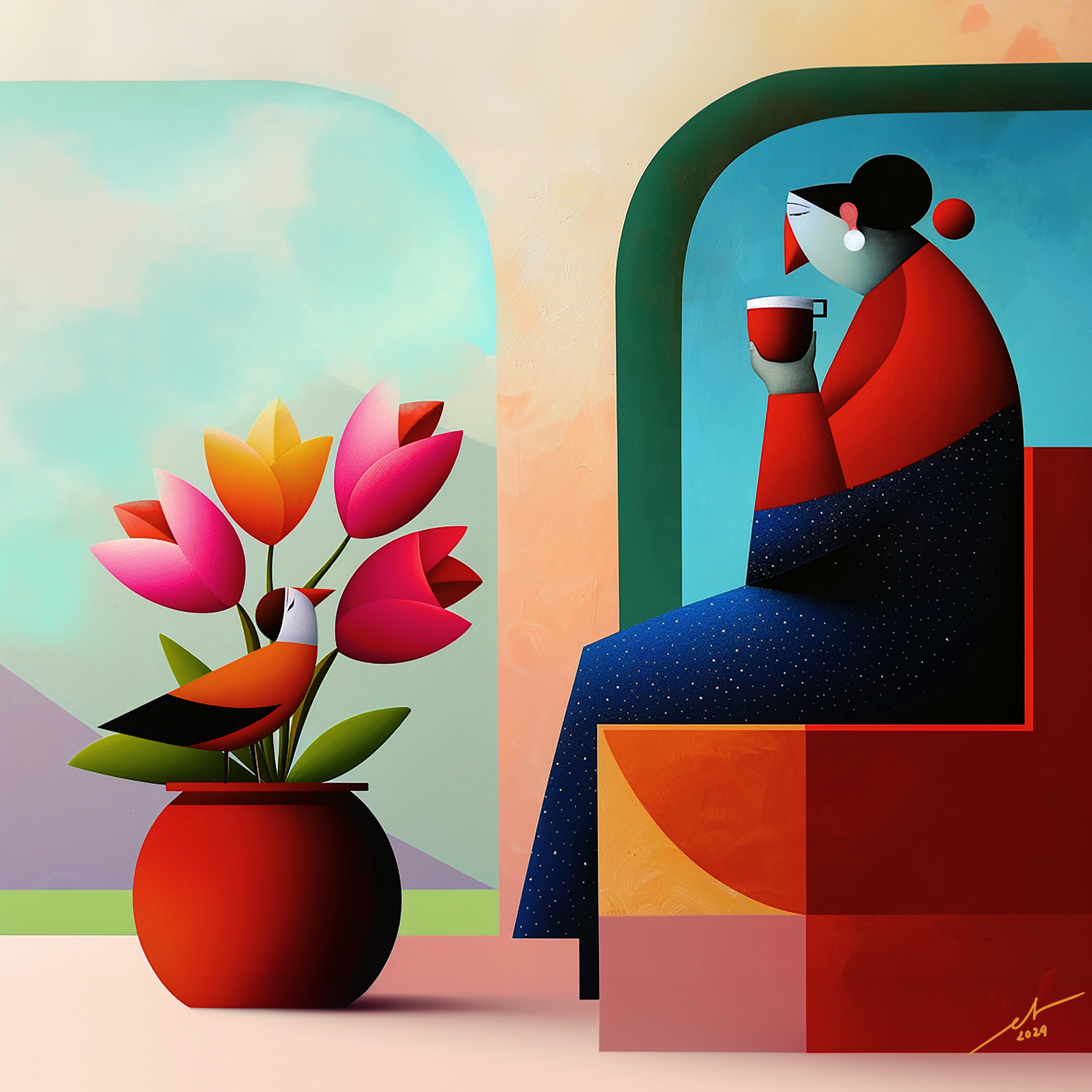 Sunday Coffee - 20x20 (cm) - Đa chất liệu