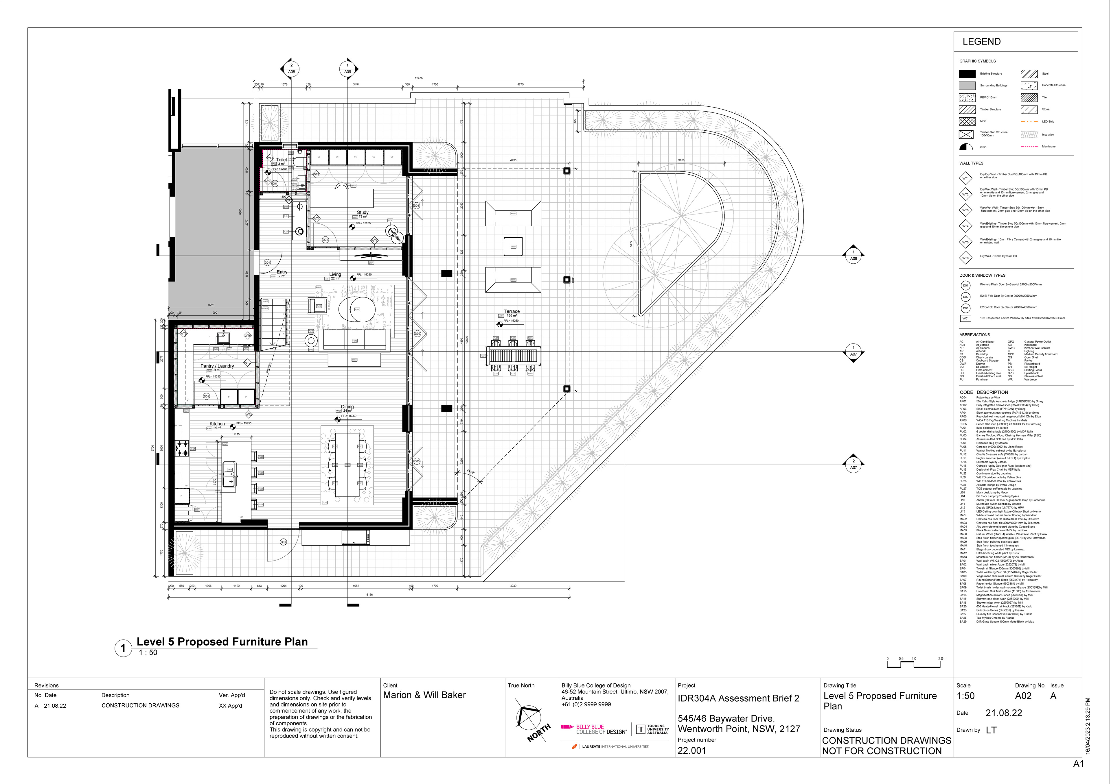 Level 5 Proposed Furniture Plan