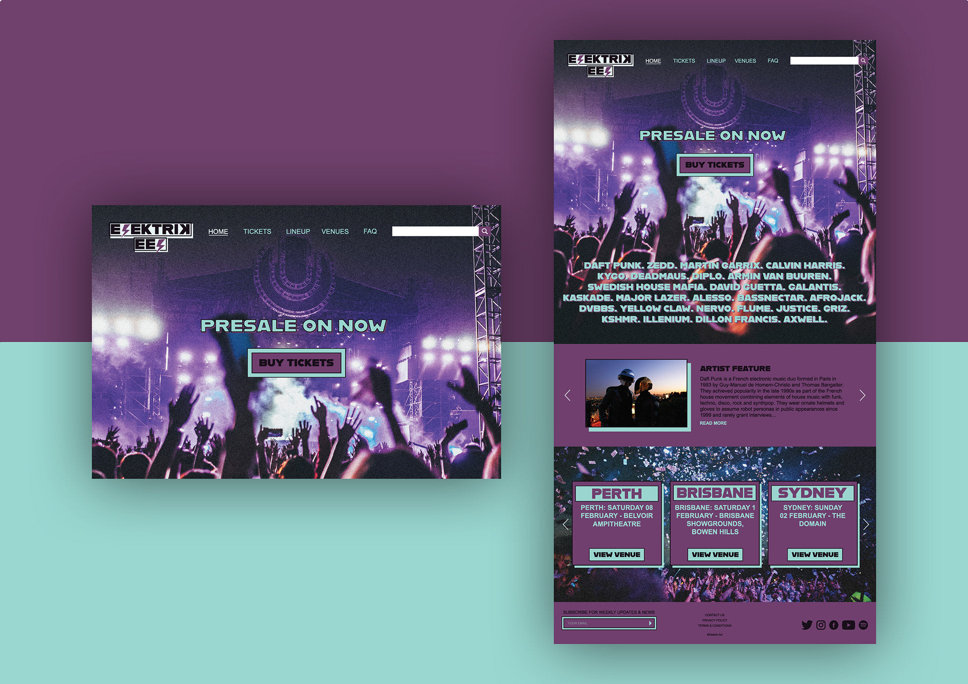 Elektrik Eel Home Page Mockup
