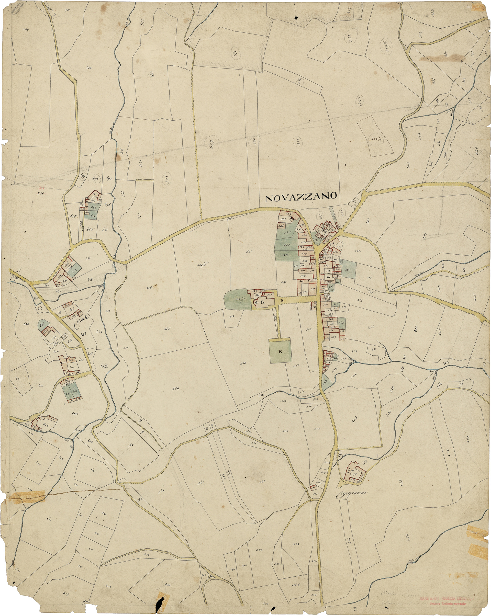 Mappa Catastale di Novazzano, 1847 (Archivio di Stato del Cantone Ticino)