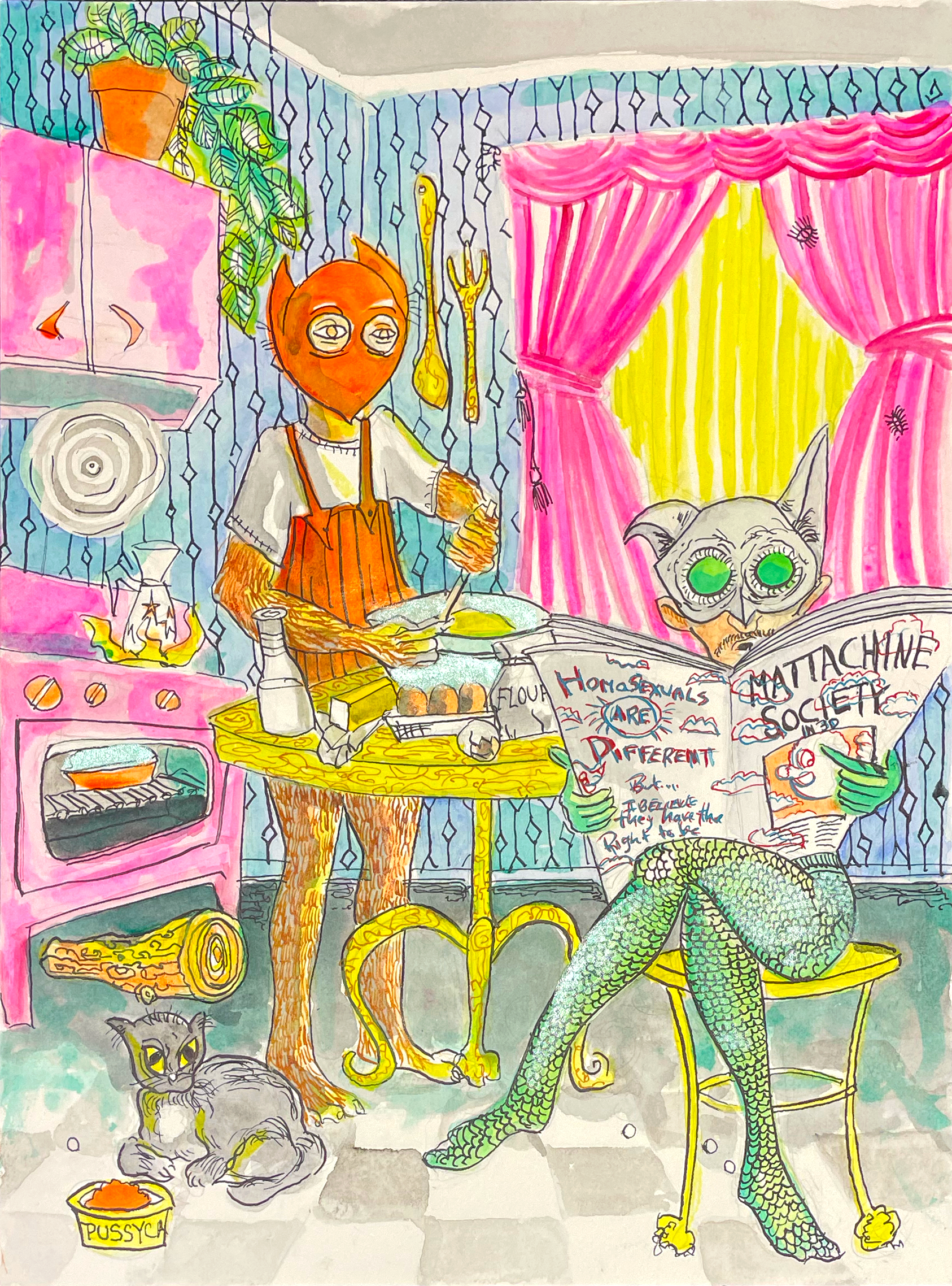 Cucina Mattacini / Watercolor & Gouache on Paper / 9 x 12 / 2023