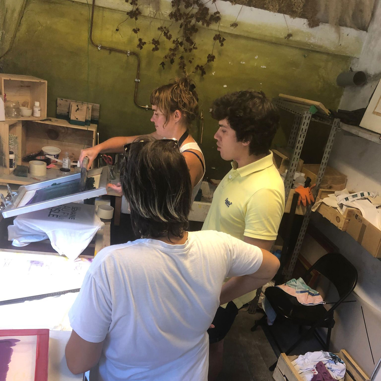 Atelier d'initiation à la sérigraphie avec le Collectif Trois tiers.