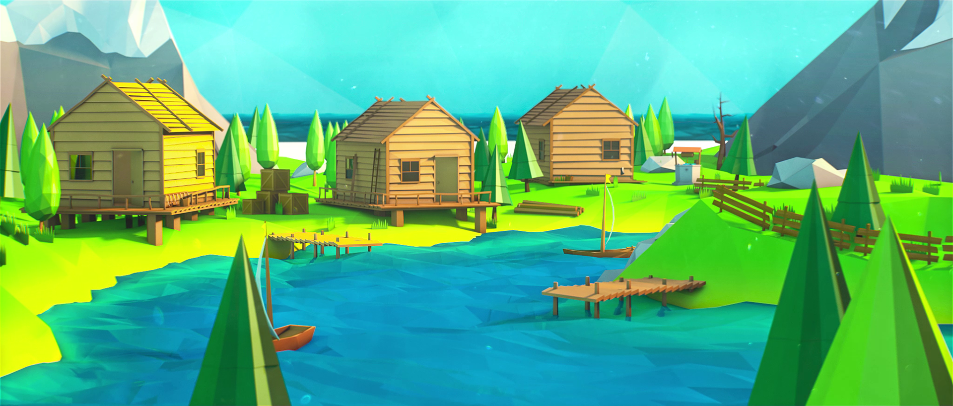 Lowpoly Animation of houses