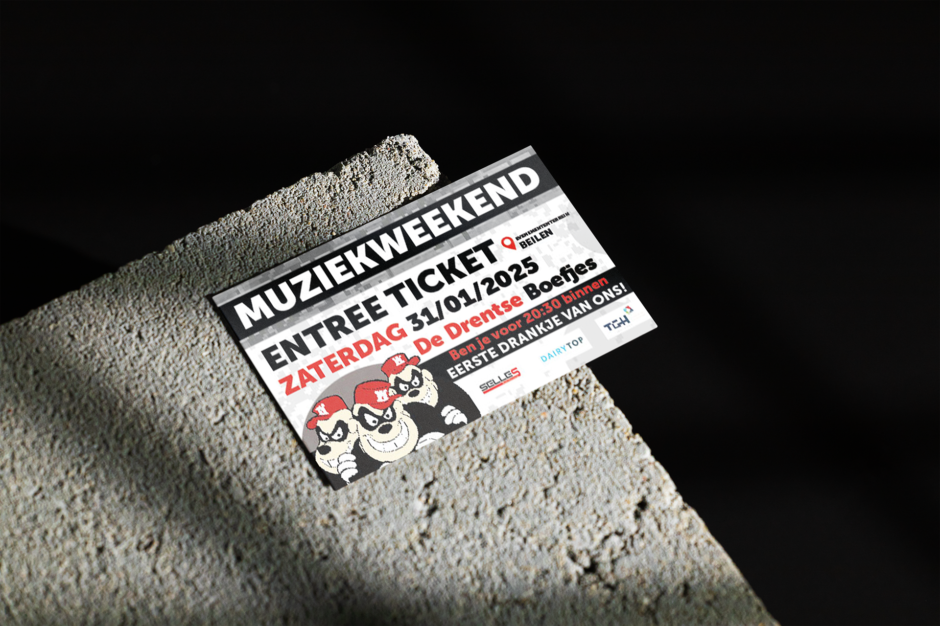 Ticket zaterdag 85 x 55 mm