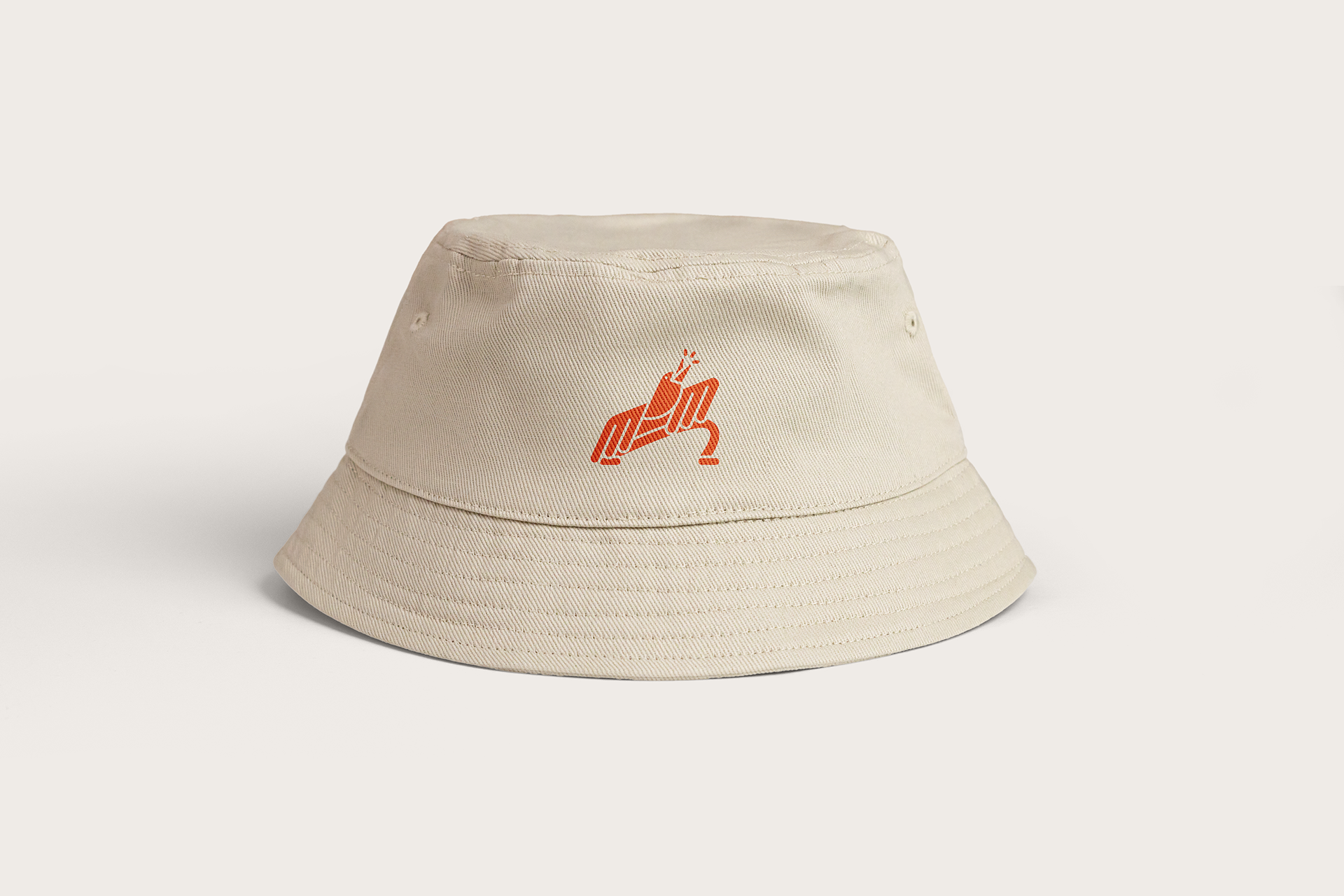Mockup of a buckethat with the logo.