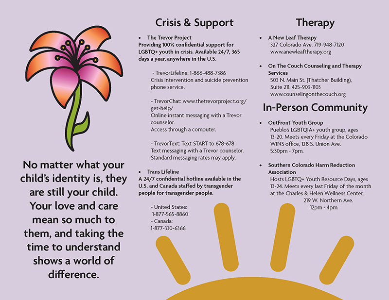 Brochure Inside Poster LGBTQ+ Support, Savannah Anderson