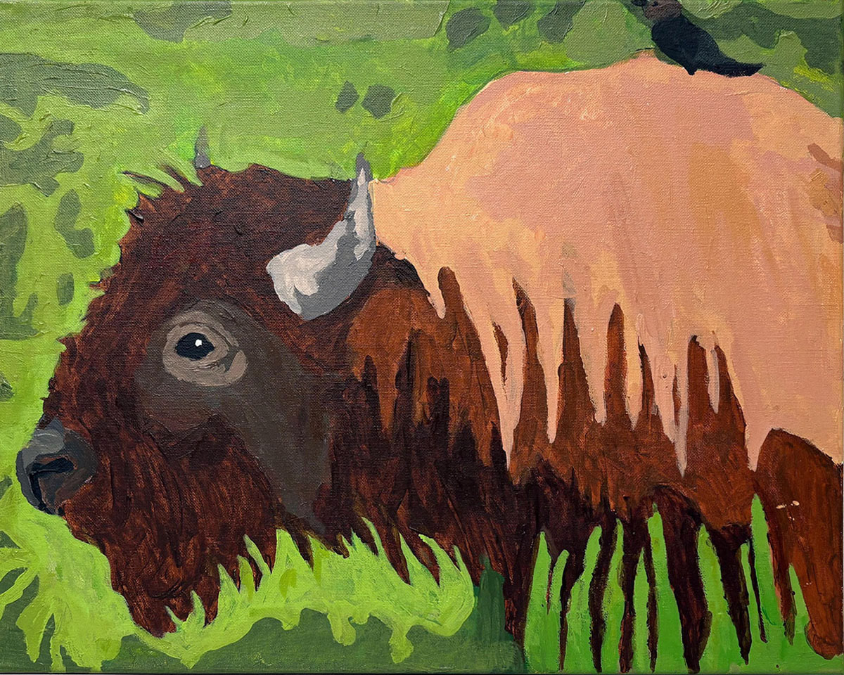 Yellowstone Bison Morgaine Black Painting ART 1301 Painting I
