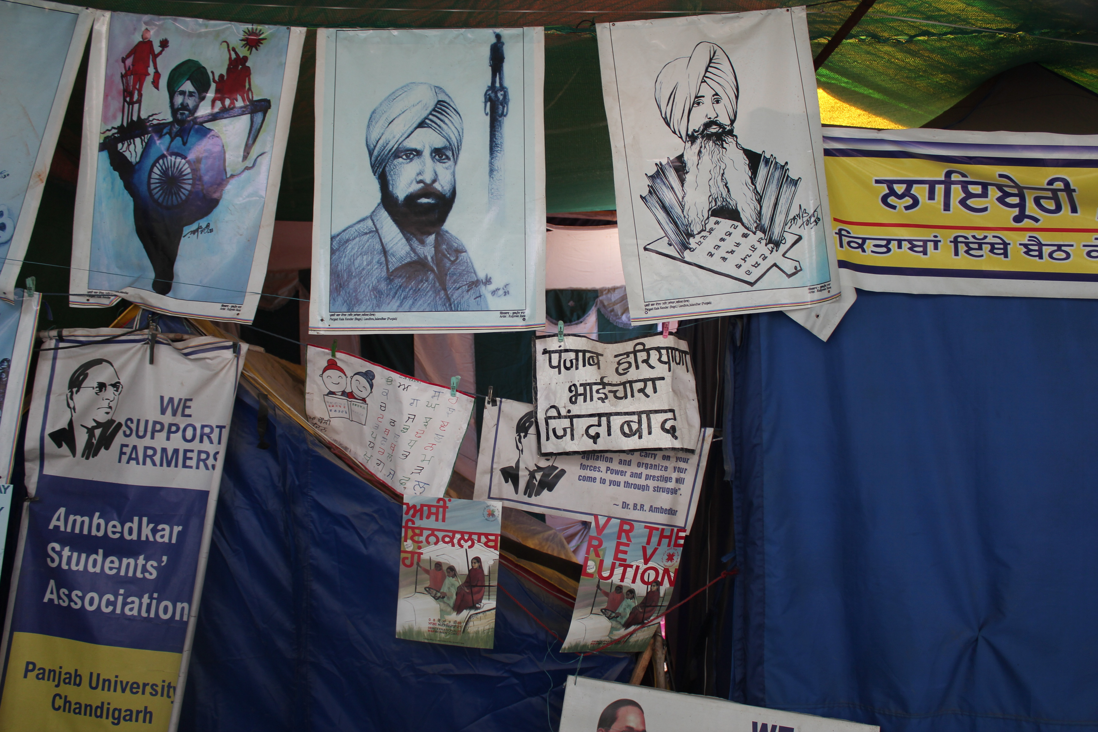 Amid the farmers' protest, a library-cum-cultural center was also set up at the Singhu border. Its mission is to provide books and newspapers to the youth and give school education to students from nearby slums.
