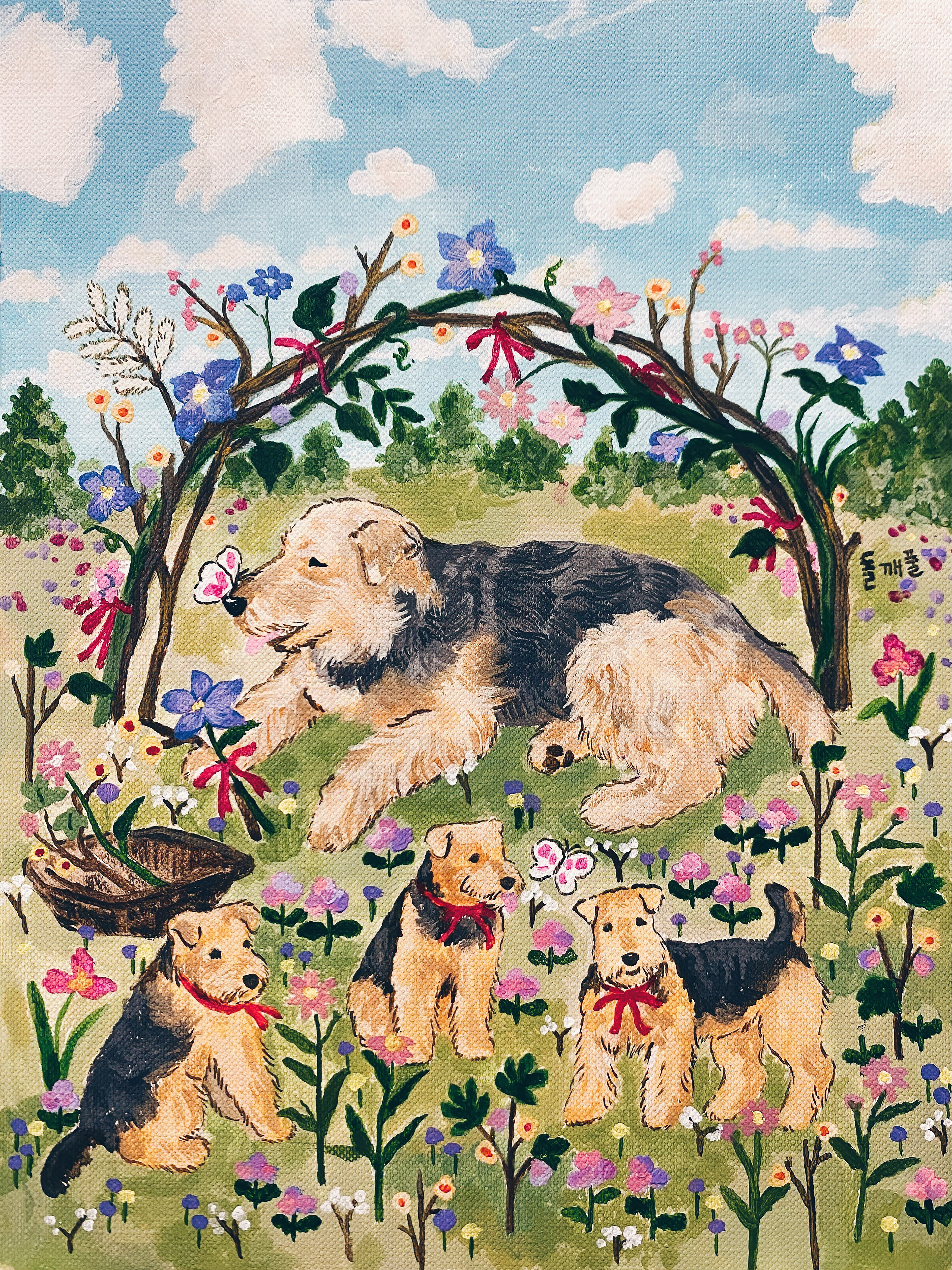 a party for an old dog_acrylic on paper