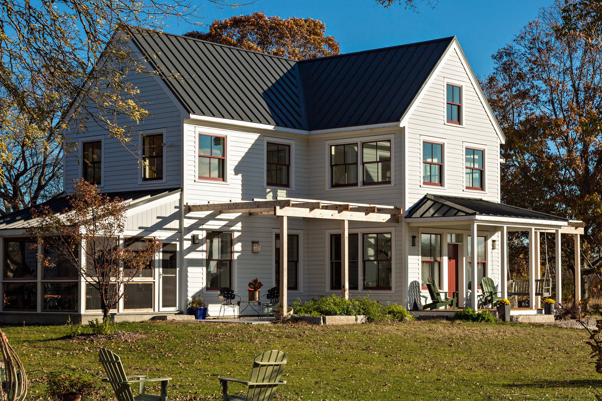 Sitting on 46 acres in Sandwich Mass. the house looks right at home.