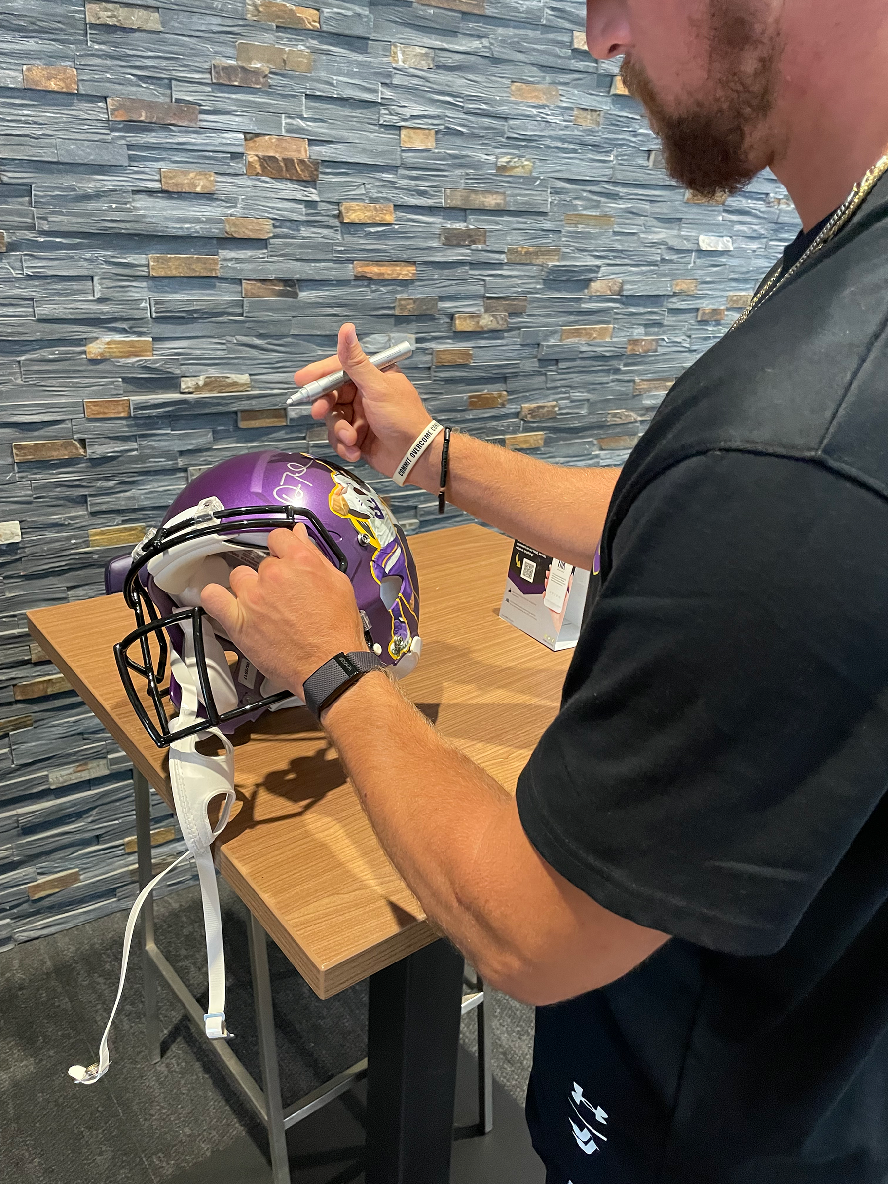 #19 Adam Thielen (signing the helmet!)