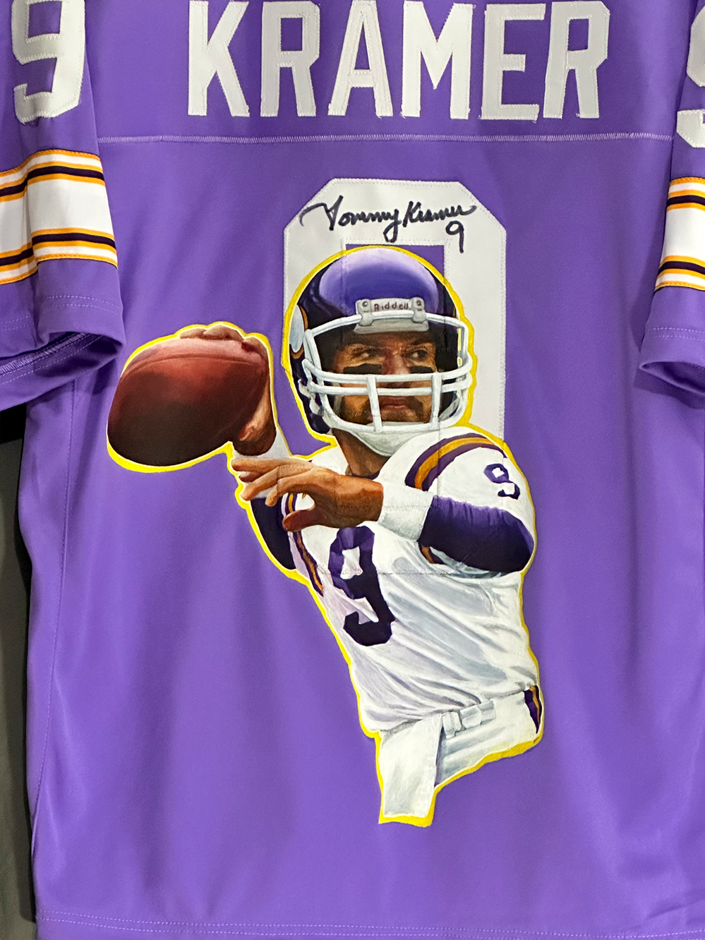 "Tommy Kramer" Signed Painted Jersey