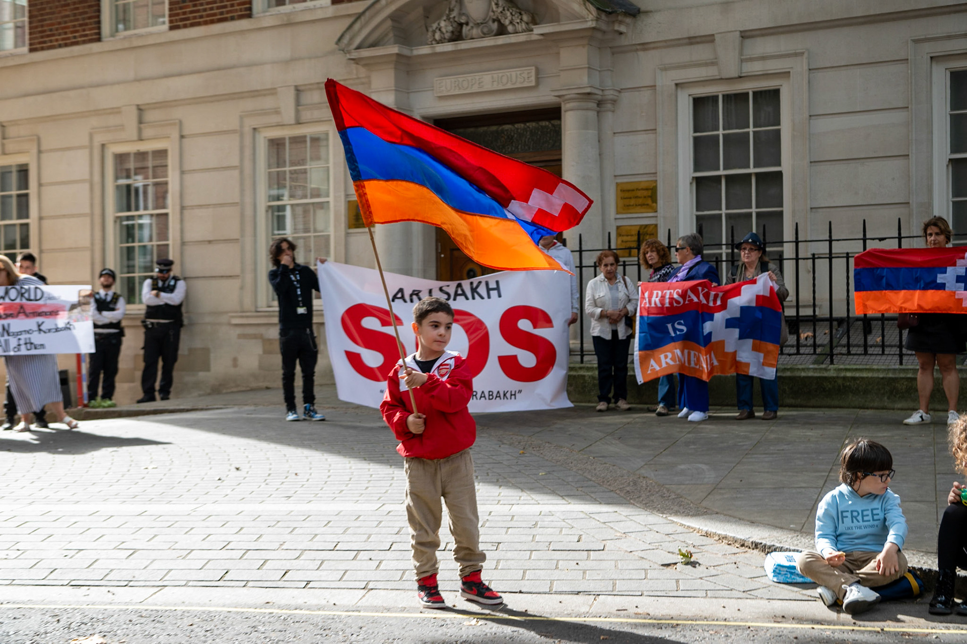 On September 30, 2023, at Downing St./EU Delegation Office, U.K., The United Committee of Armenian Organisation (ACCC) and the Diocese of the Armenian Church in the United Kingdom and Ireland gathered to denounce ethnic cleansing in the Republic of Artsakh (Nagorno-Karabakh). Bishop Hovakim Marukyan (not pictured) of the Diocese and representatives from the Armenian National Committee (ANC) were present. The event occurred amid President Samwel Shrahramanyan's call to dissolve the Republic by January 1, 2024, a move met with skepticism about its authenticity, given concerns of possible coercion. Azerbaijan had declared complete control over the enclave.