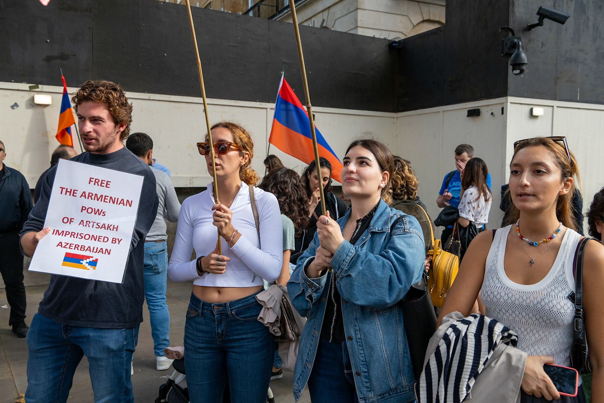 On September 30, 2023, at Downing St./EU Delegation Office, U.K., The United Committee of Armenian Organisation (ACCC) and the Diocese of the Armenian Church in the United Kingdom and Ireland gathered to denounce ethnic cleansing in the Republic of Artsakh (Nagorno-Karabakh). Bishop Hovakim Marukyan (not pictured) of the Diocese and representatives from the Armenian National Committee (ANC) were present. The event occurred amid President Samwel Shrahramanyan's call to dissolve the Republic by January 1, 2024, a move met with skepticism about its authenticity, given concerns of possible coercion. Azerbaijan had declared complete control over the enclave.