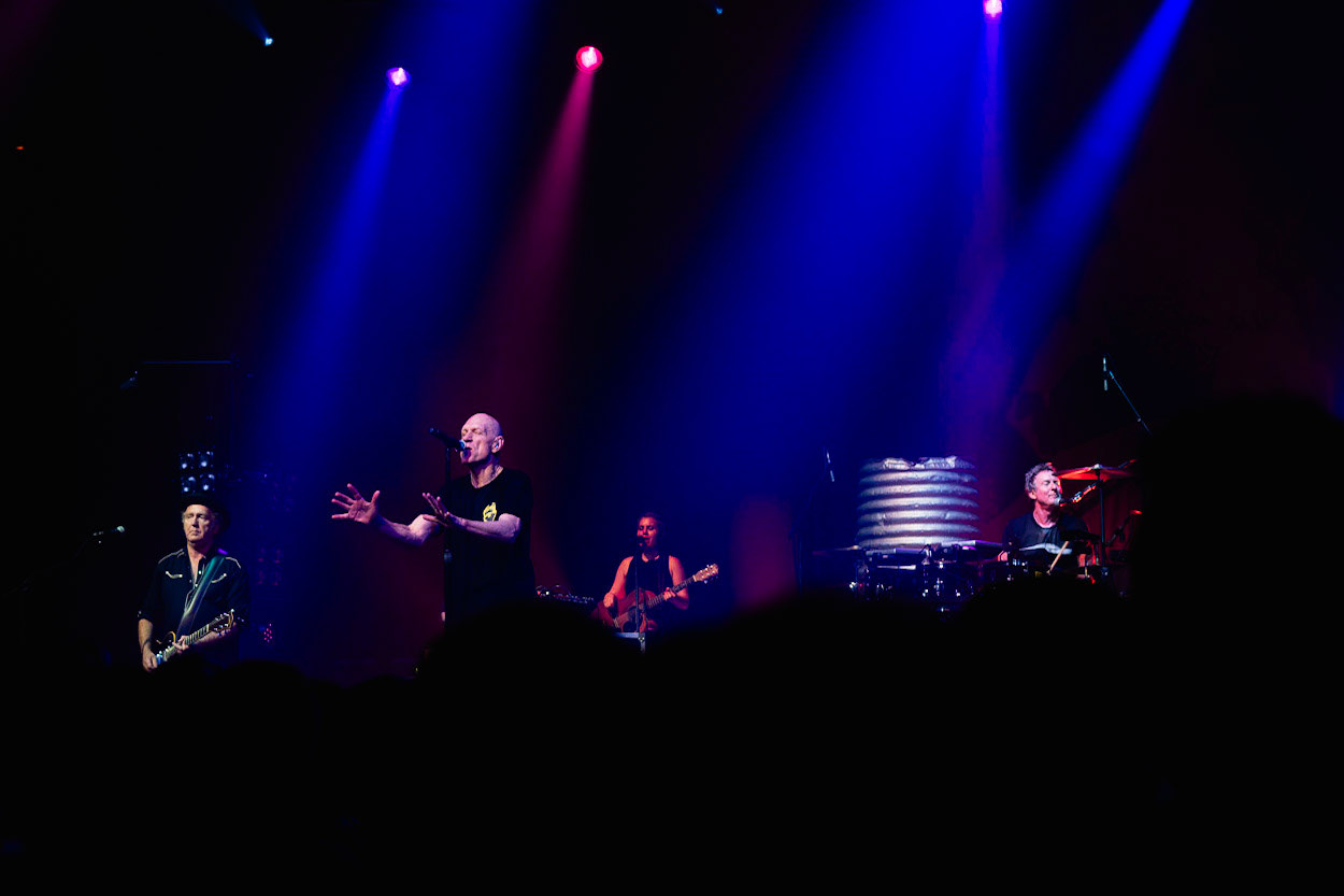 Peter Andrew Garrett performs at the Roundhouse, London, UK (09 July 2022). As a band, Midnight Oil has been outspoken on environmental and Aborigie issues. Standing with Ukraine was prominently shown on Garrett's T-Shirt.