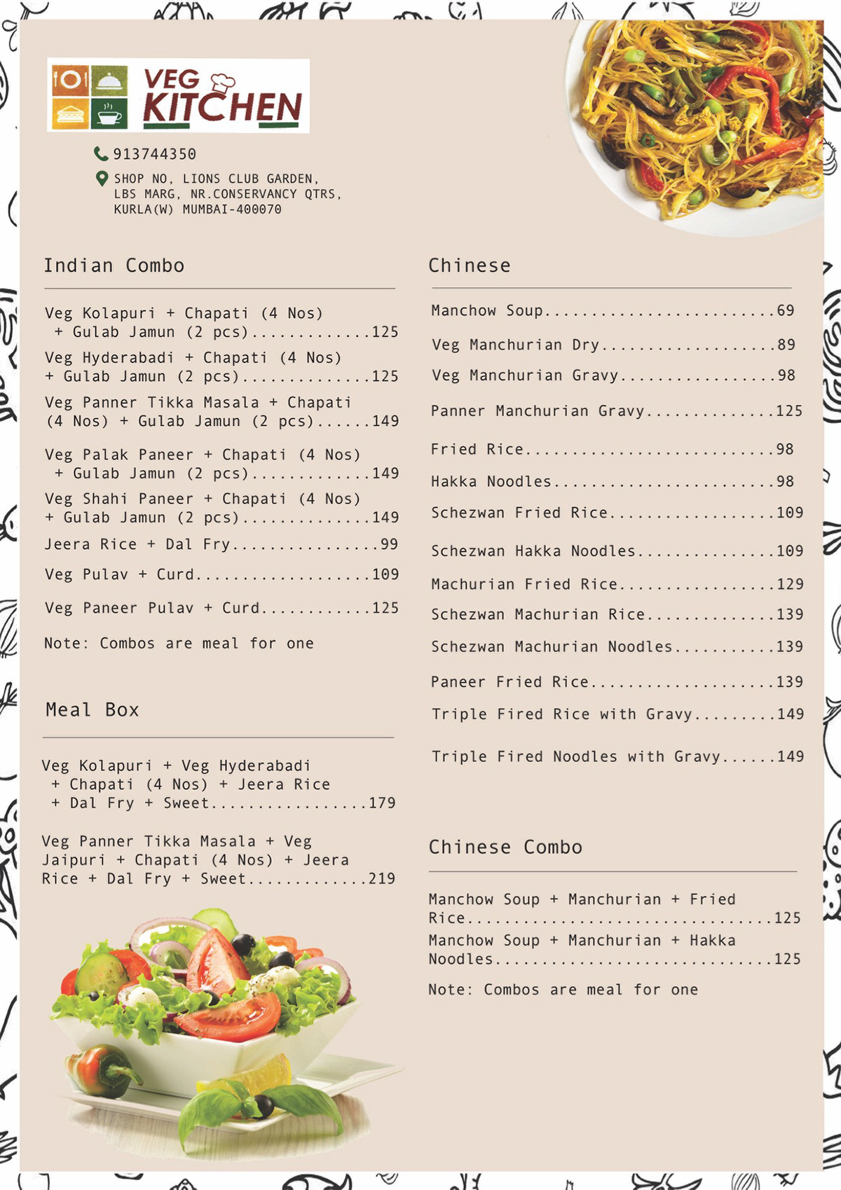 Menu card back