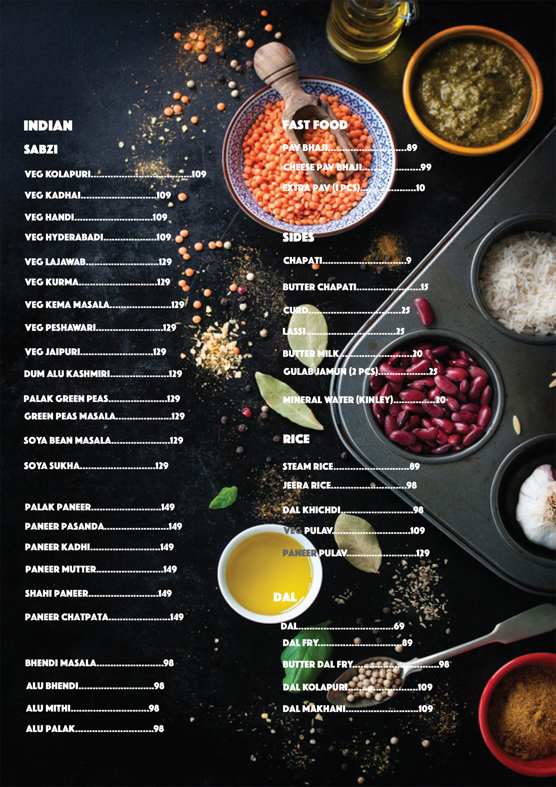 Menu card back