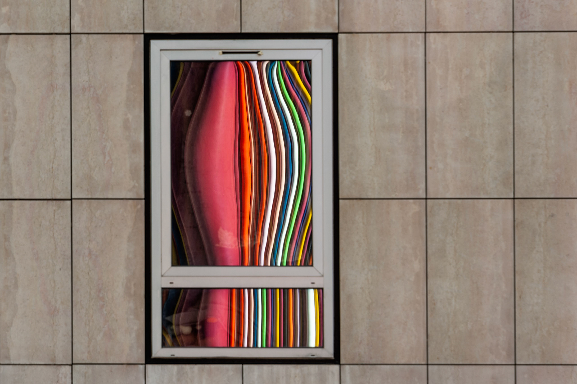 reflection of La Cheminée Moretti, La Défense, Paris, France