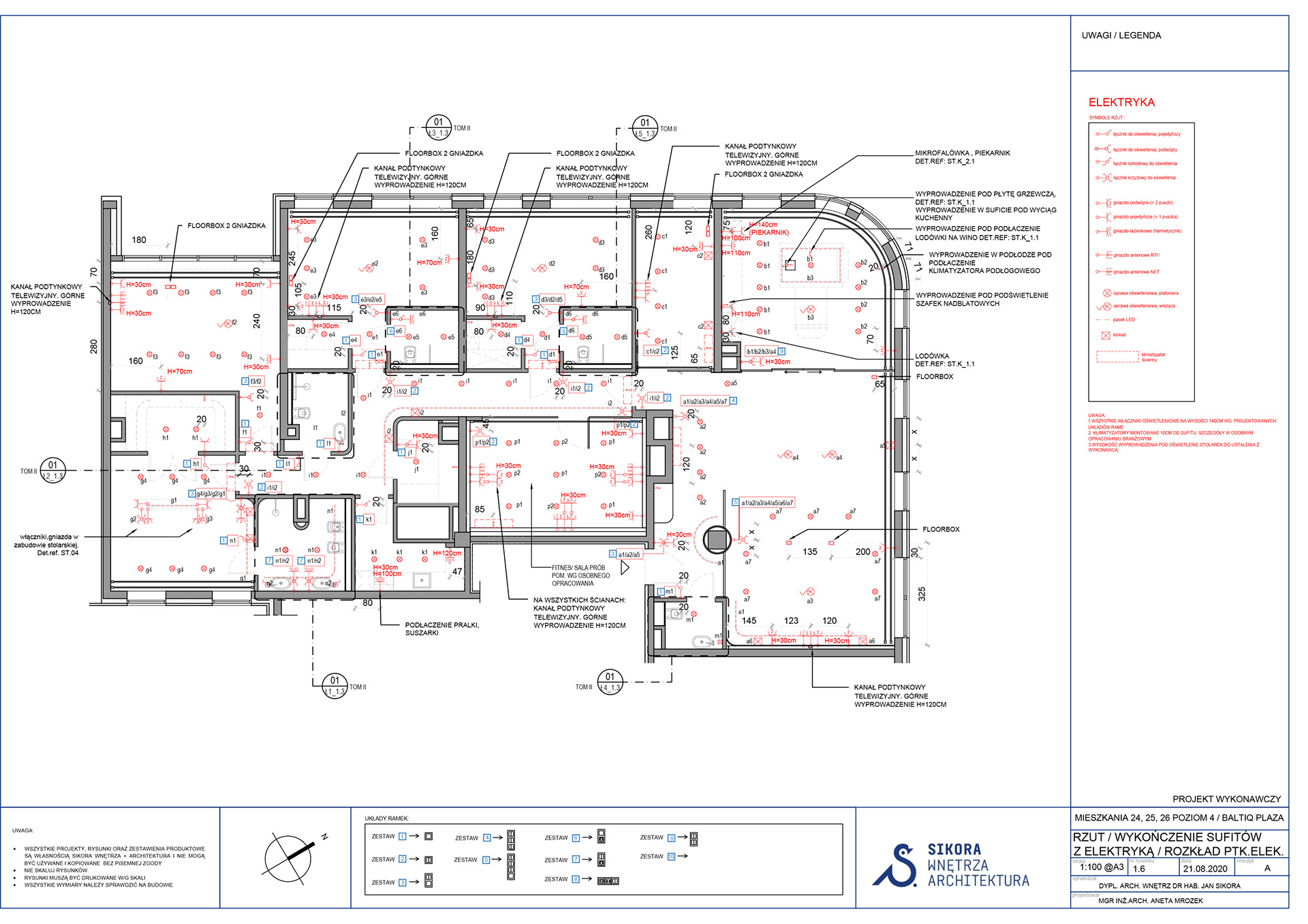 Rysunki techniczne przygotowane dla Sikora Wnętrza