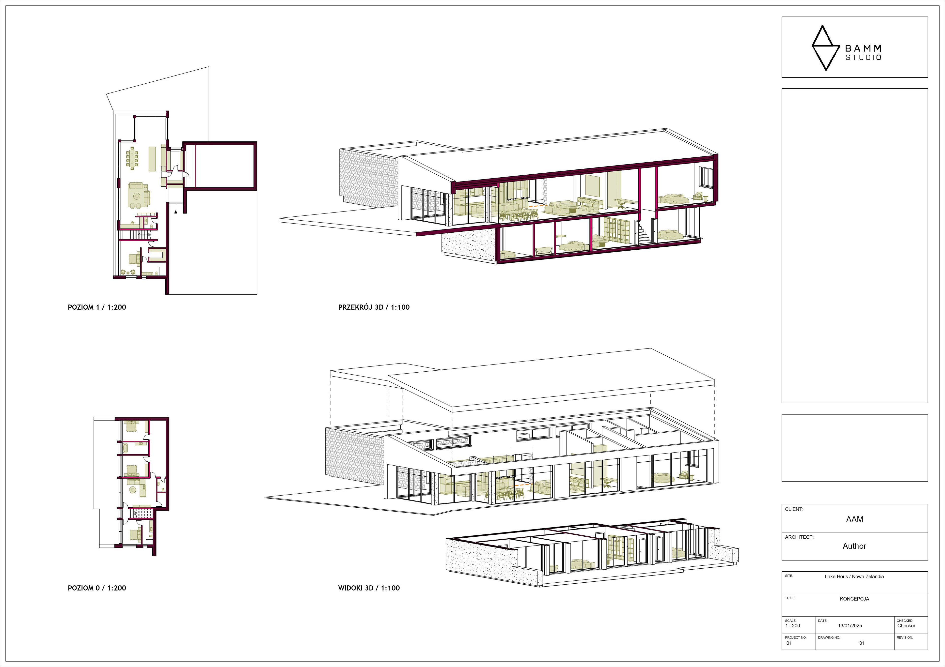 Projekt inspirowany wykonany na kursie programu Revit / ArchiAcademy