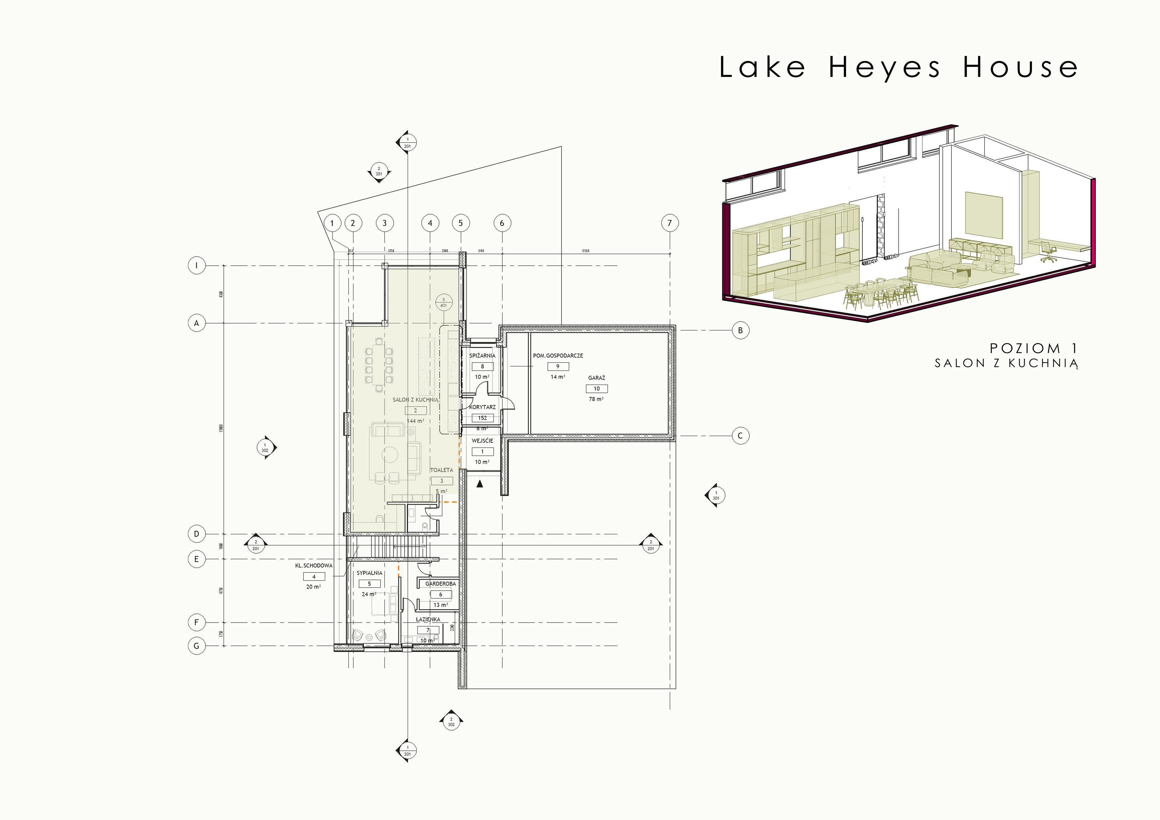 Projekt inspirowany wykonany na kursie programu Revit / ArchiAcademy