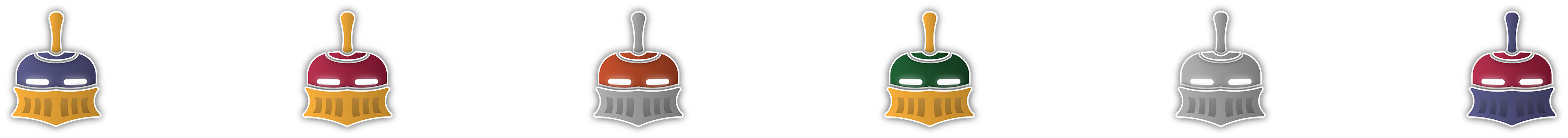 Original 6 gnight icons for Gnarcadia, used as buttons in games.