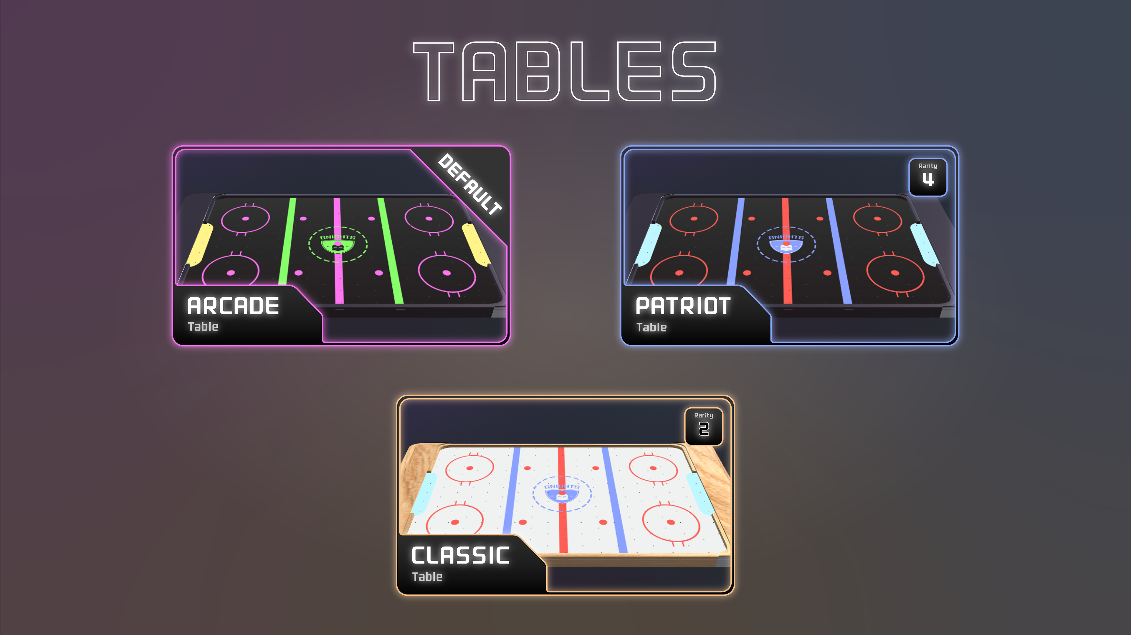 Table designs from the Gnarcadia marketplace for Air Hockey.