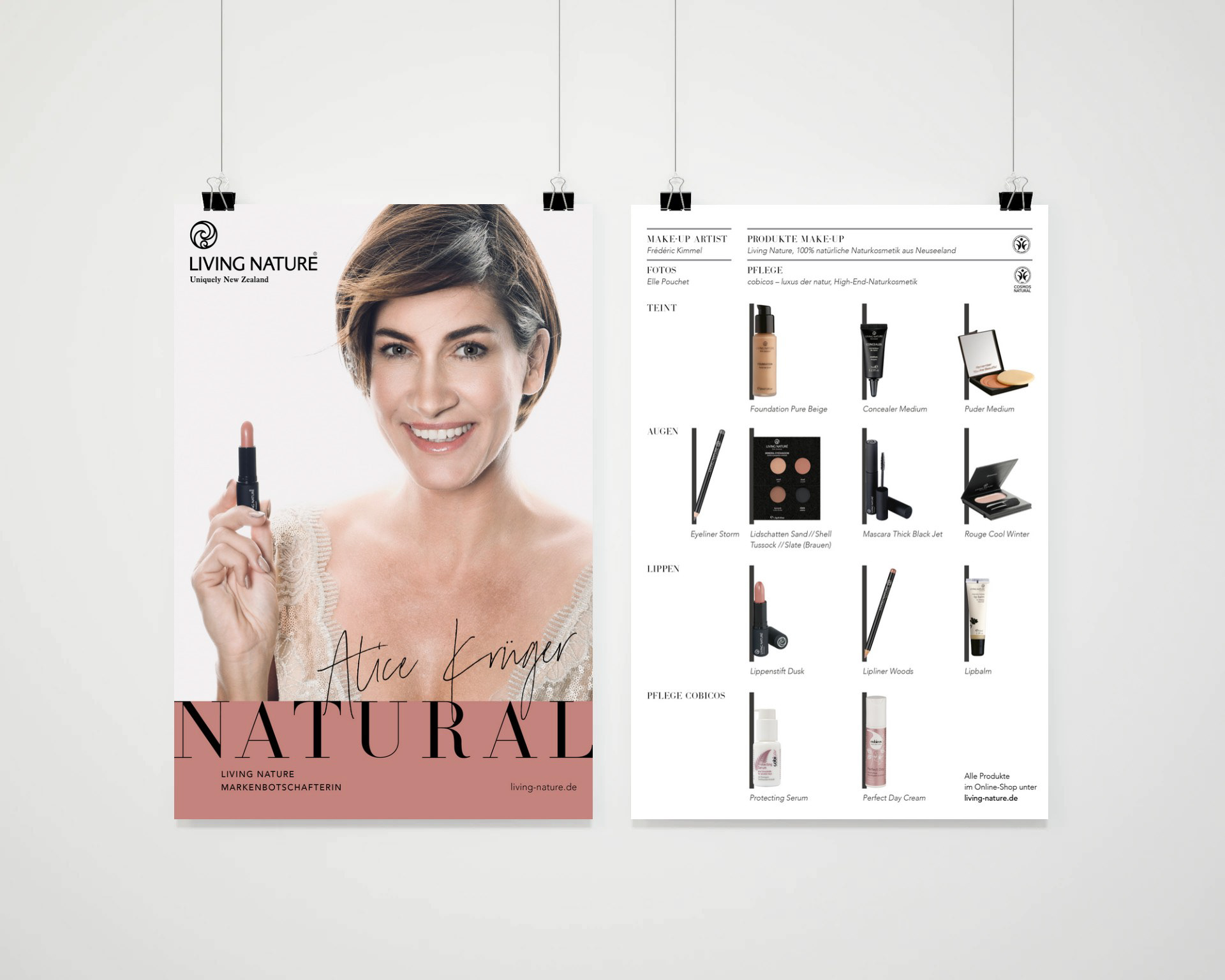 Poster und Aufsteller Markenbotschafterin Alice Krüger für Living Nature