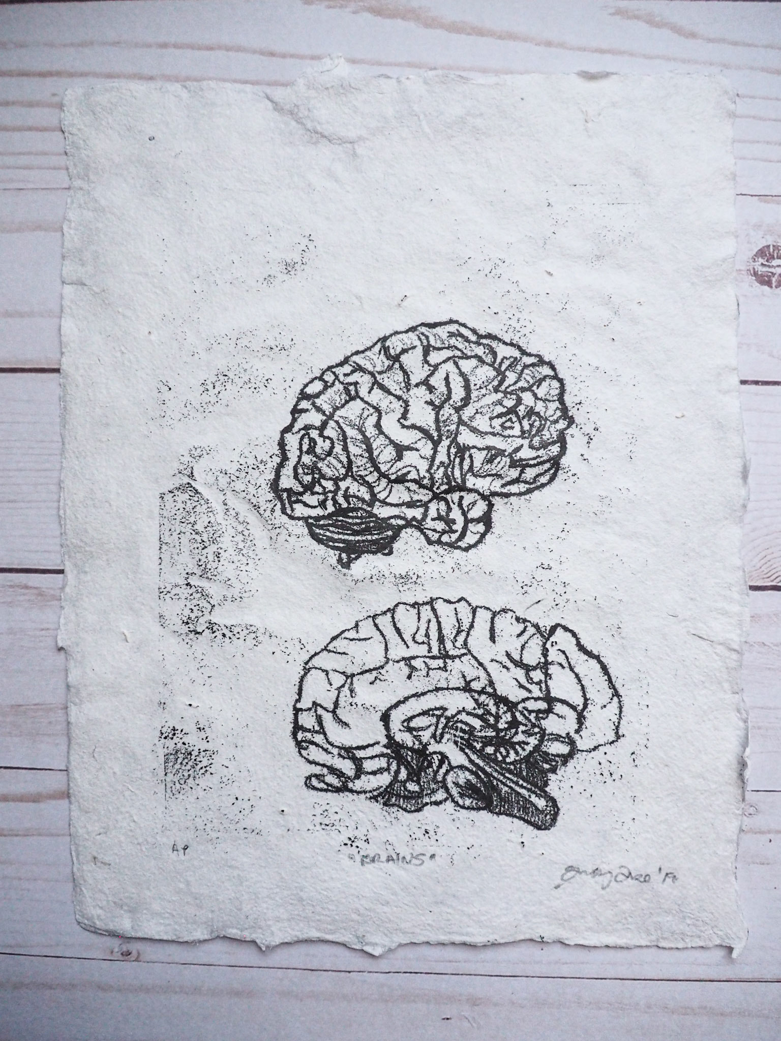 Brains, 2019, Trace Monotype on Handmade Paper, 8.5" x 11"