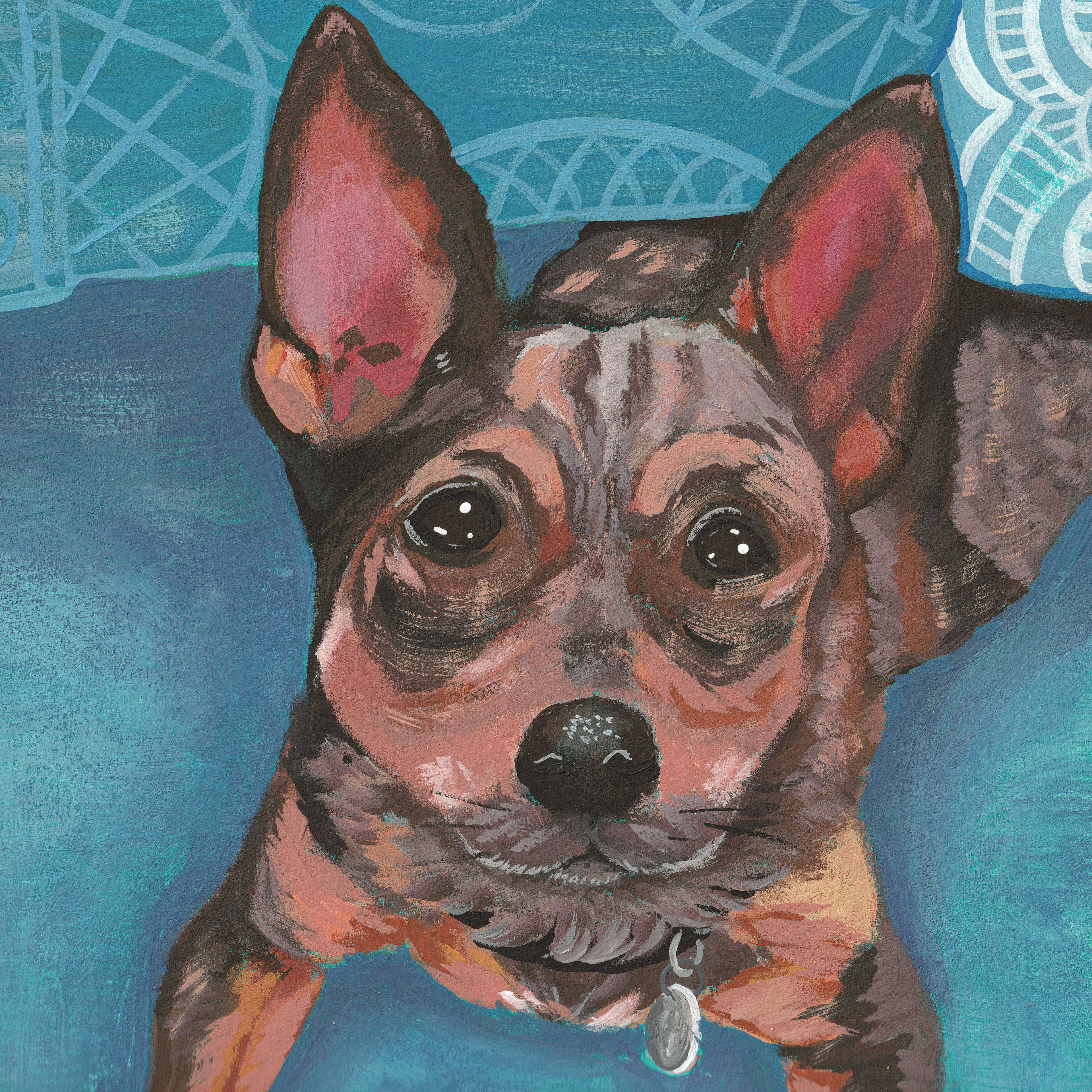 Woody, 2024, Acrylic on Paper, 8"x8"