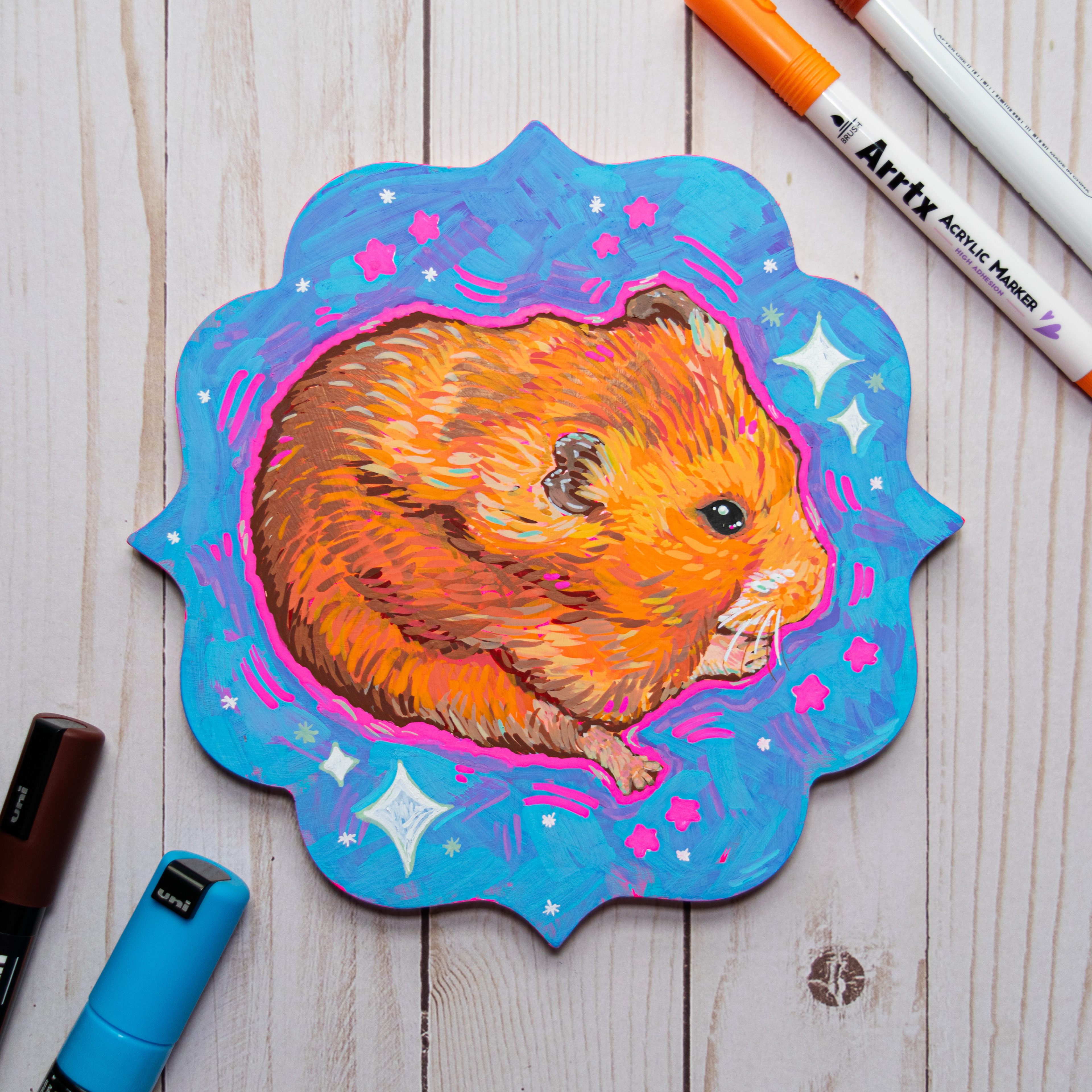 Louise, 2025, Acrylic Markers on Panel, 8"x8"