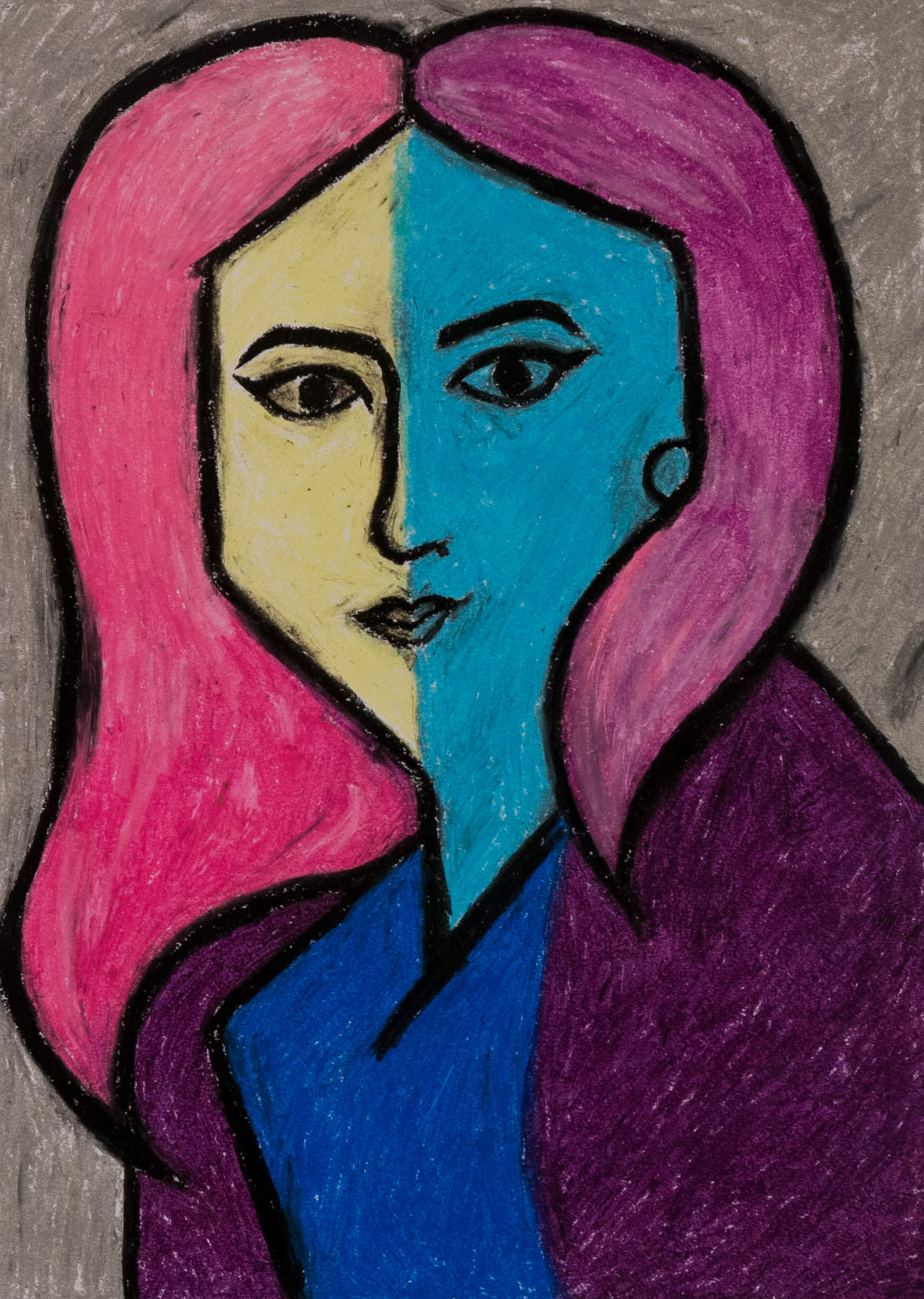 Self Portrait, 2016, Oil Pastels on Paper
